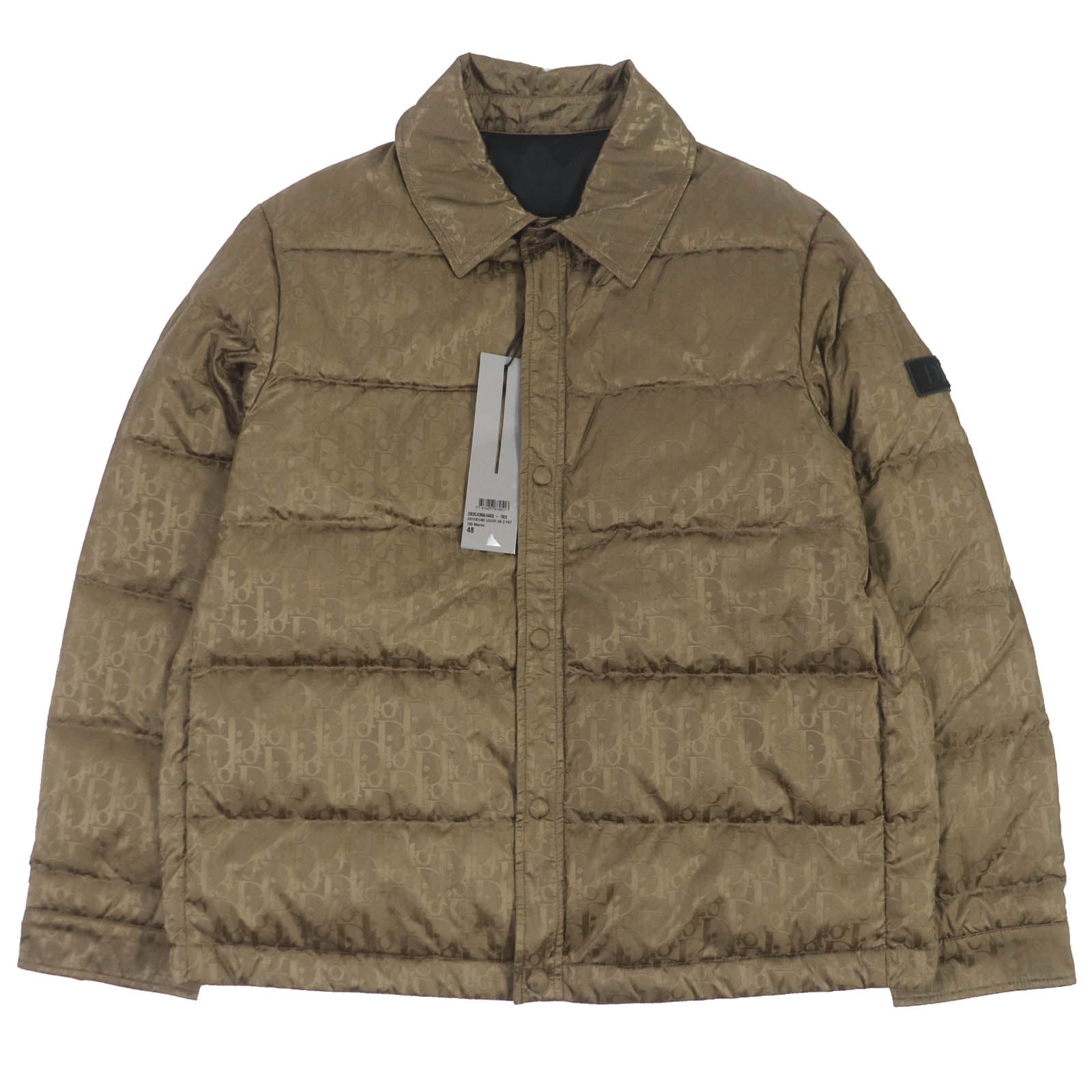Pristine DIOR Down jacket Oblique logo patch WZIP Marron Nylon mens 48 293C436A4462