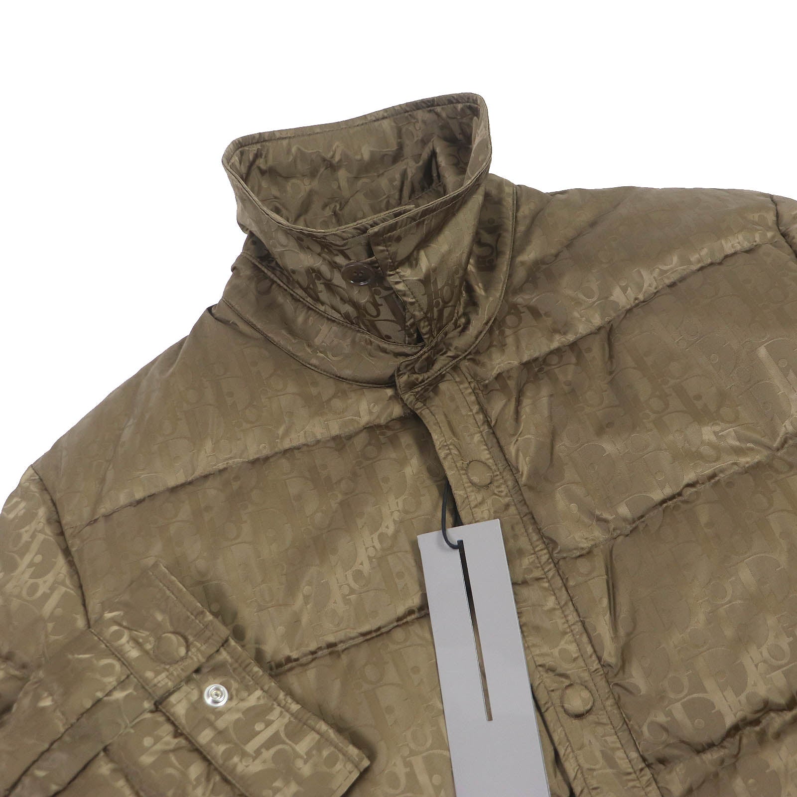 Pristine DIOR Down jacket Oblique logo patch WZIP Marron Nylon mens 48 293C436A4462