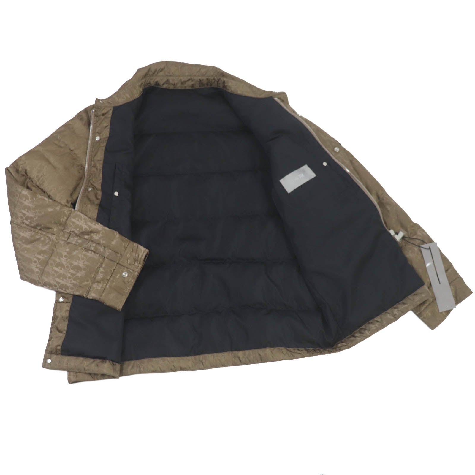 Pristine DIOR Down jacket Oblique logo patch WZIP Marron Nylon mens 48 293C436A4462