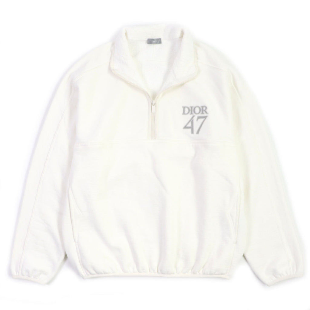 Great DIOR sweat Logo embroidered half-zip pullover white cotton mens L 413J434A0879
