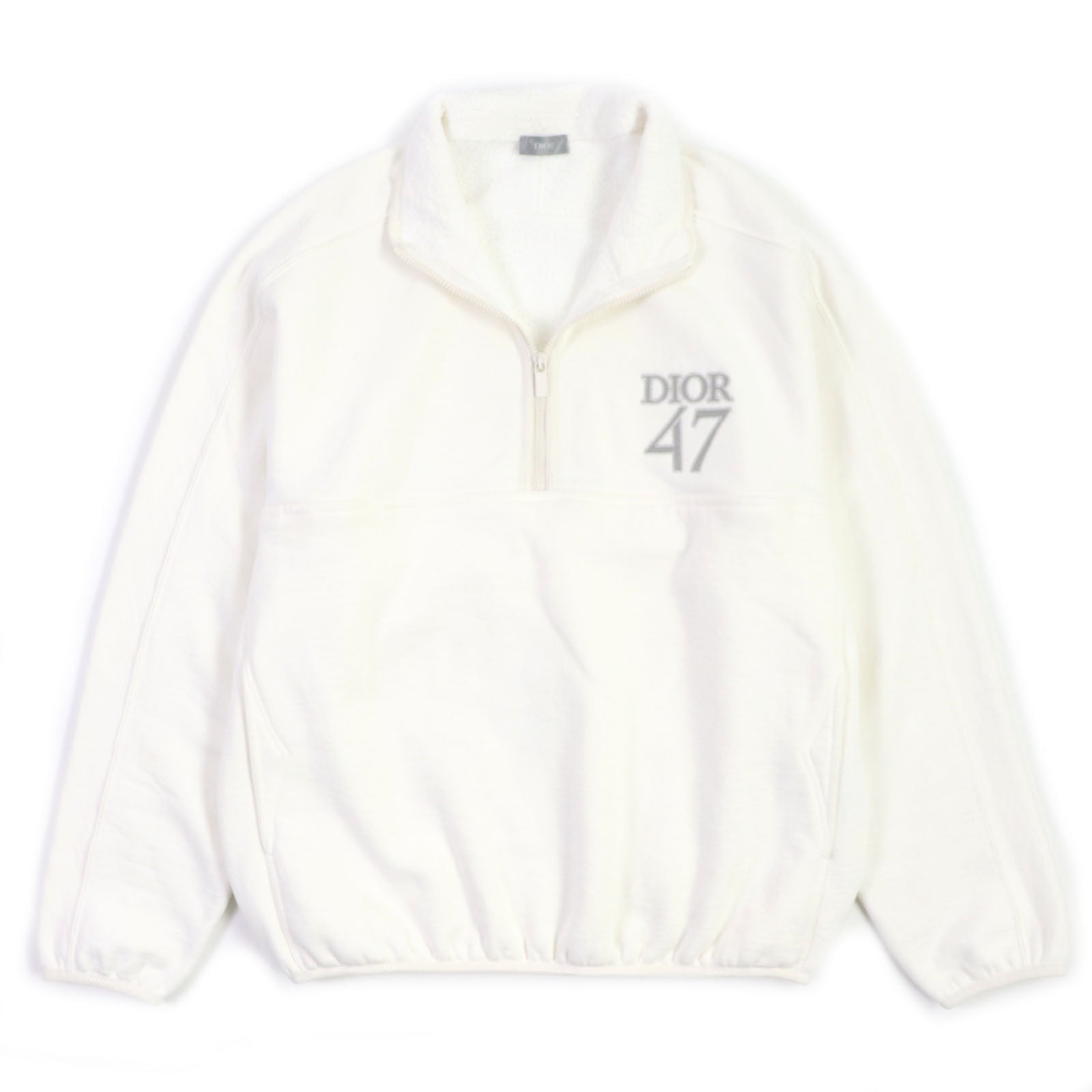 Great DIOR sweat Logo embroidered half-zip pullover white cotton mens L 413J434A0879