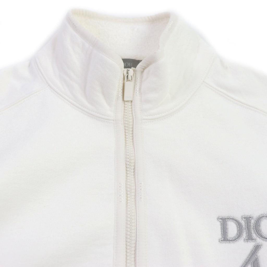 Great DIOR sweat Logo embroidered half-zip pullover white cotton mens L 413J434A0879