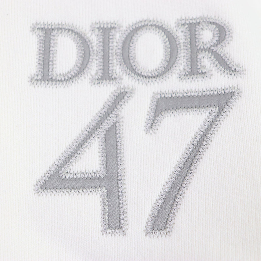 Great DIOR sweat Logo embroidered half-zip pullover white cotton mens L 413J434A0879