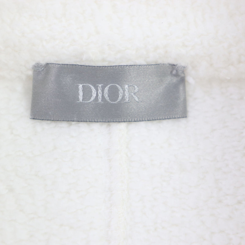 Great DIOR sweat Logo embroidered half-zip pullover white cotton mens L 413J434A0879