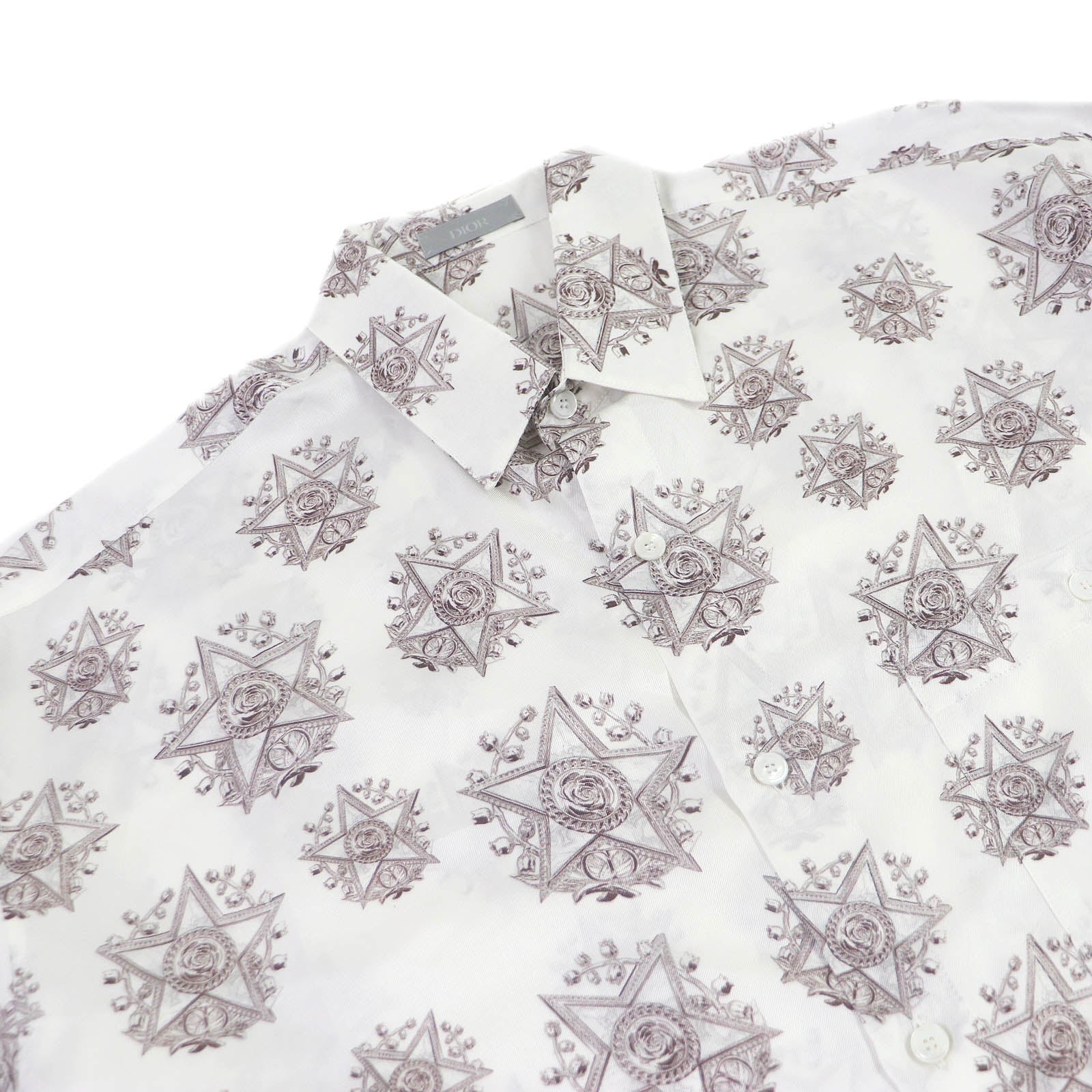 Excellent DIOR Short sleeve shirt CD Etoile all-over pattern silk mens 39