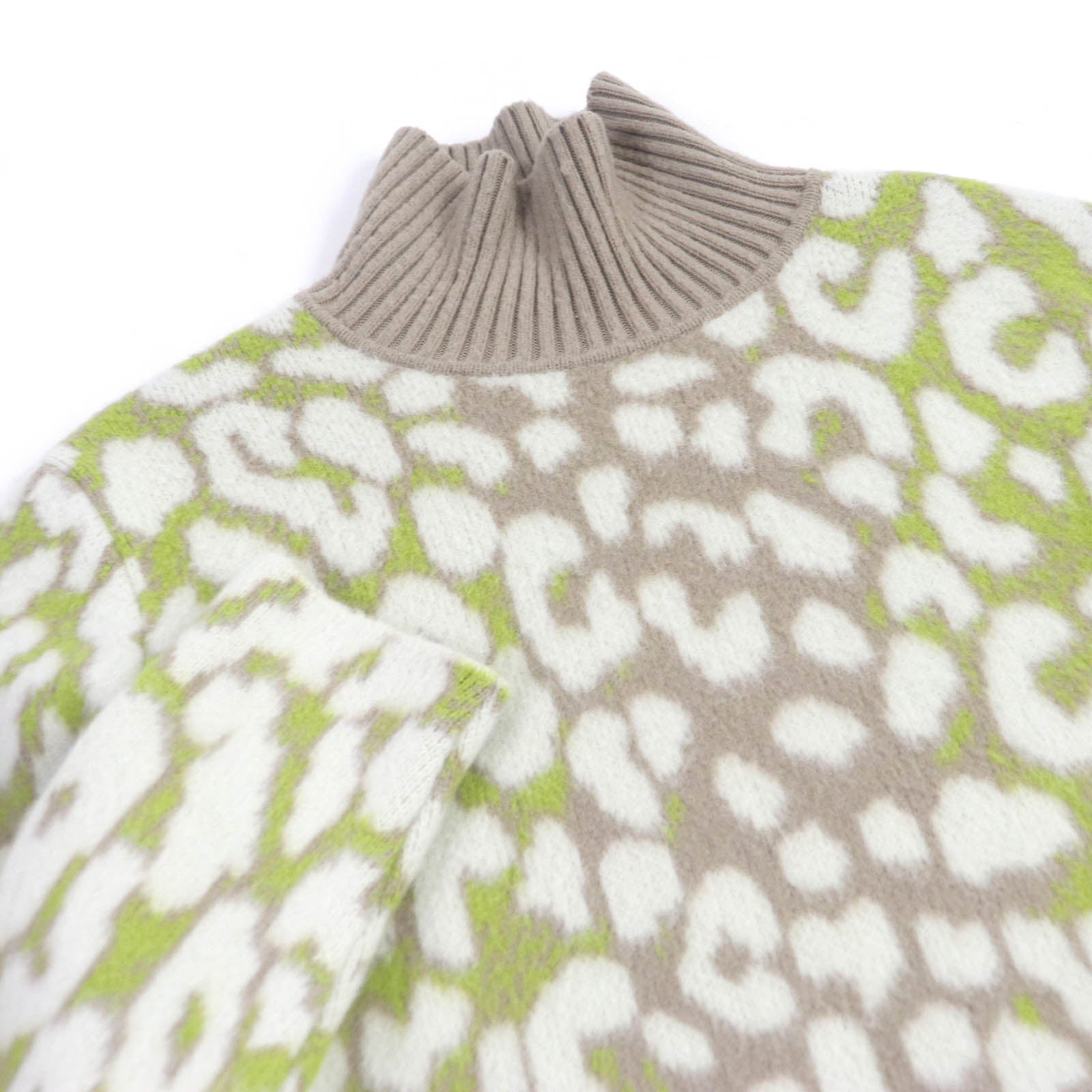Excellent DIOR knit Leopard Cashmere High Neck Sweater Beige cashmere mens M 213M638AT426