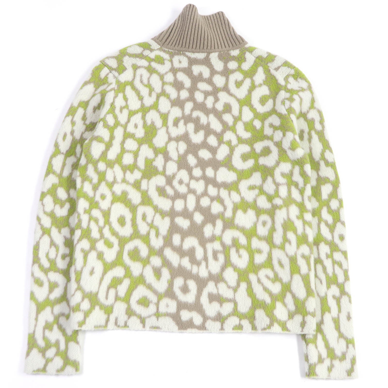 Excellent DIOR knit Leopard Cashmere High Neck Sweater Beige cashmere mens M 213M638AT426