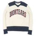 Excellent DIOR×DENIM TEARS sweater DIOR TEARS patch Ivory navy wool mens M 393M652AT657