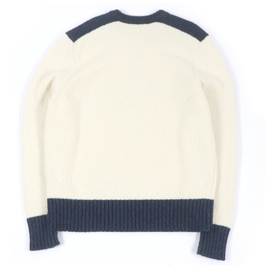 Excellent DIOR×DENIM TEARS sweater DIOR TEARS patch Ivory navy wool mens M 393M652AT657