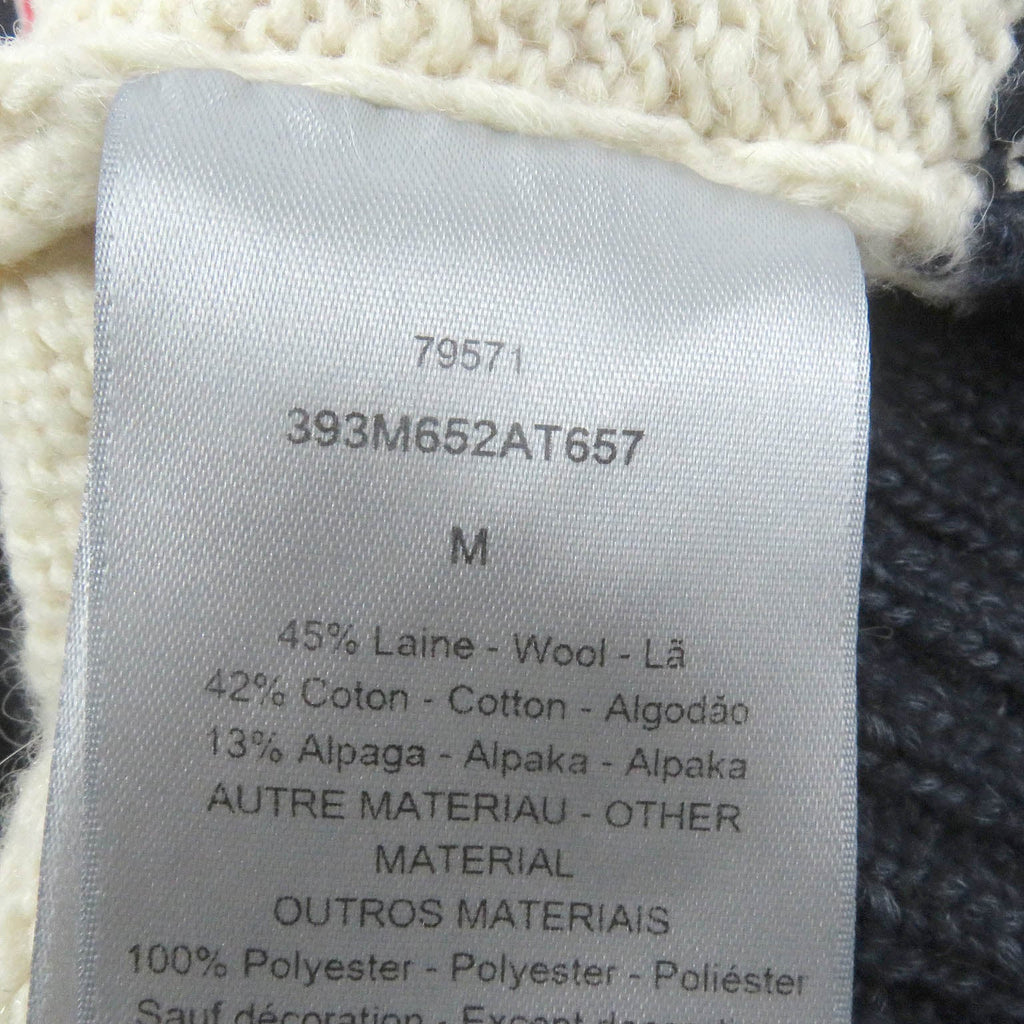 Excellent DIOR×DENIM TEARS sweater DIOR TEARS patch Ivory navy wool mens M 393M652AT657