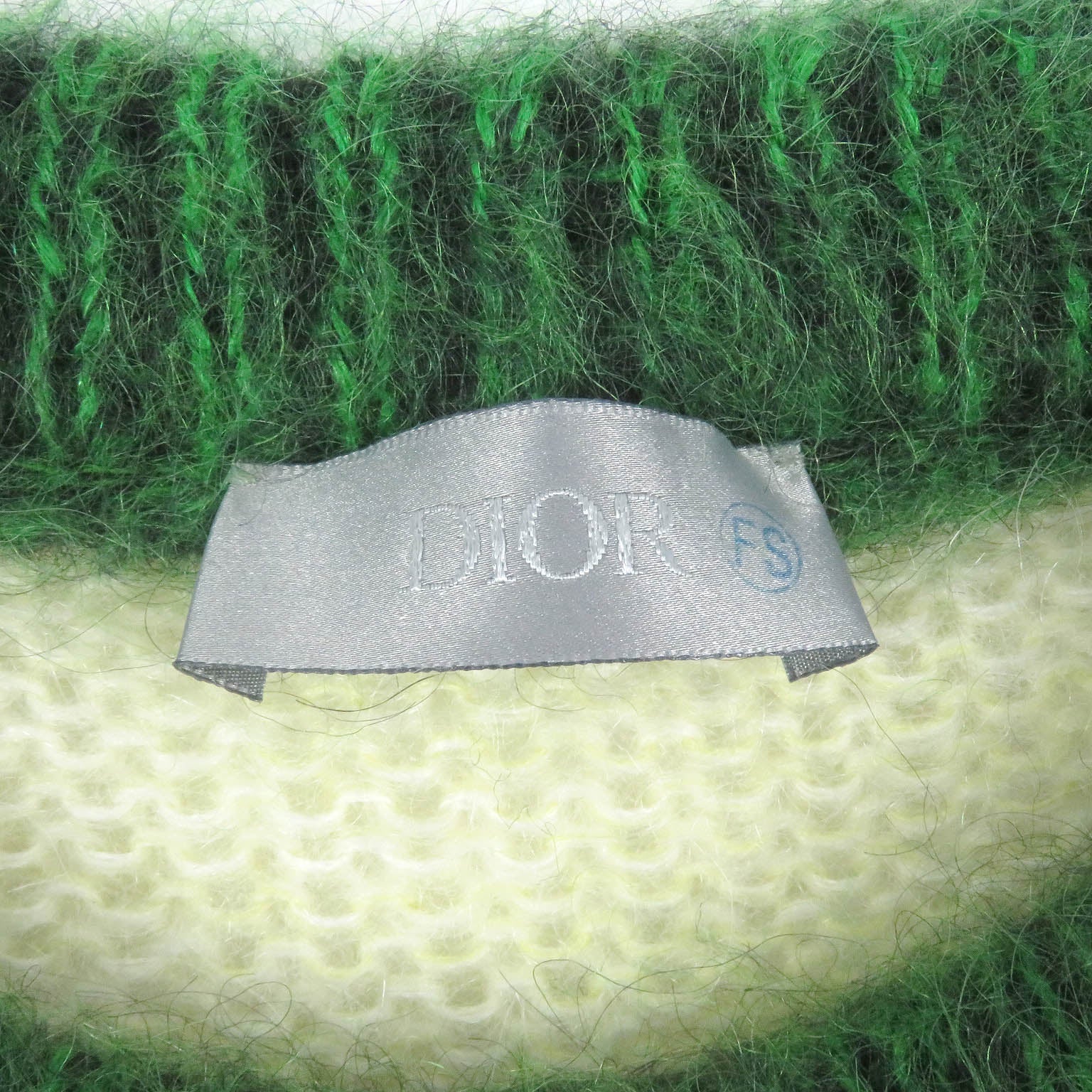 Excellent DIOR Peter Doig sweater animal yellow-green mohair mens S 143M645CT273