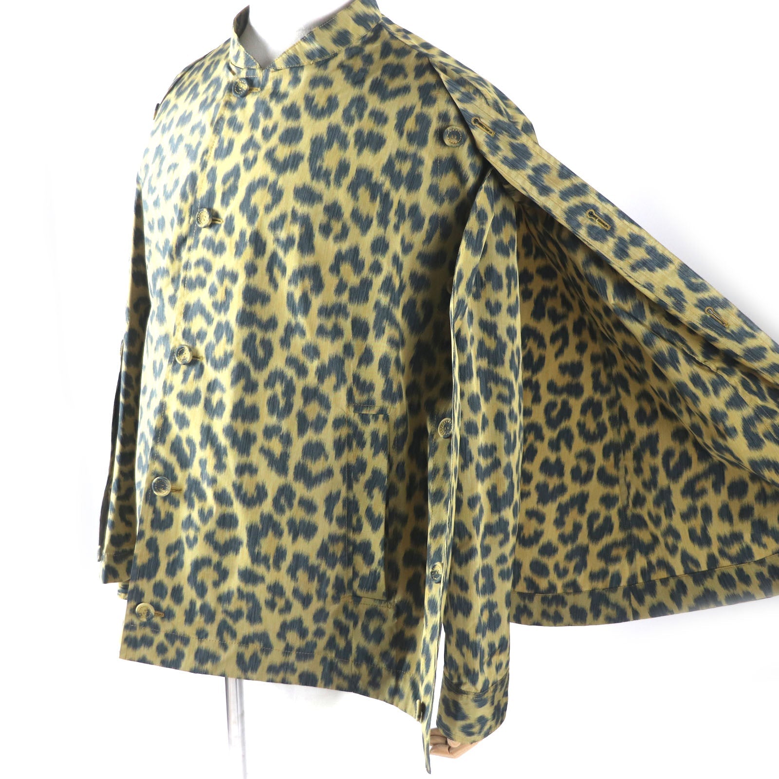 Pristine DIOR poncho Leopard 2WAY shirt jacket polyester mens 46 243C425A5646