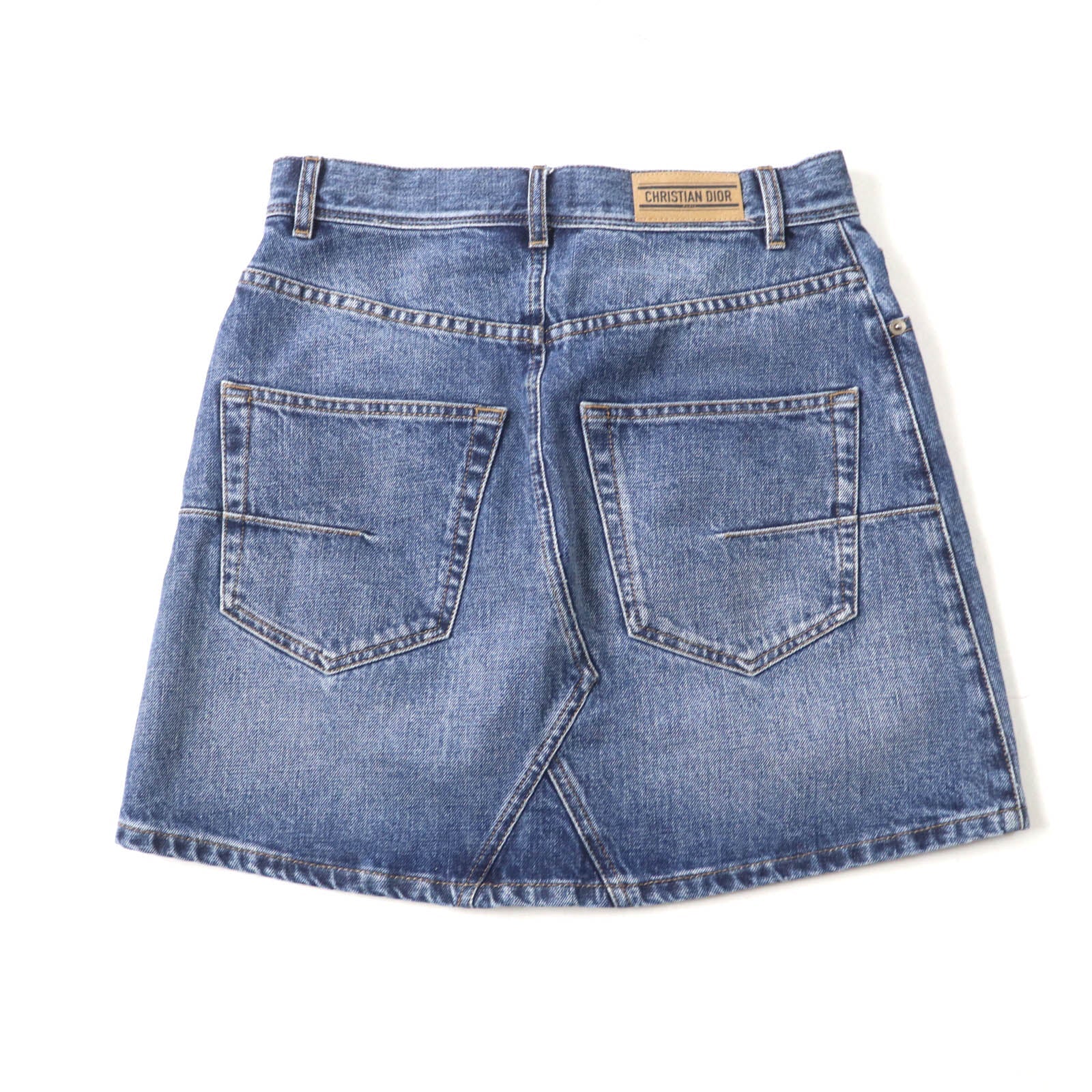 Great Christian Dior Mini skirt Denim with logo patch Indigo Women 40