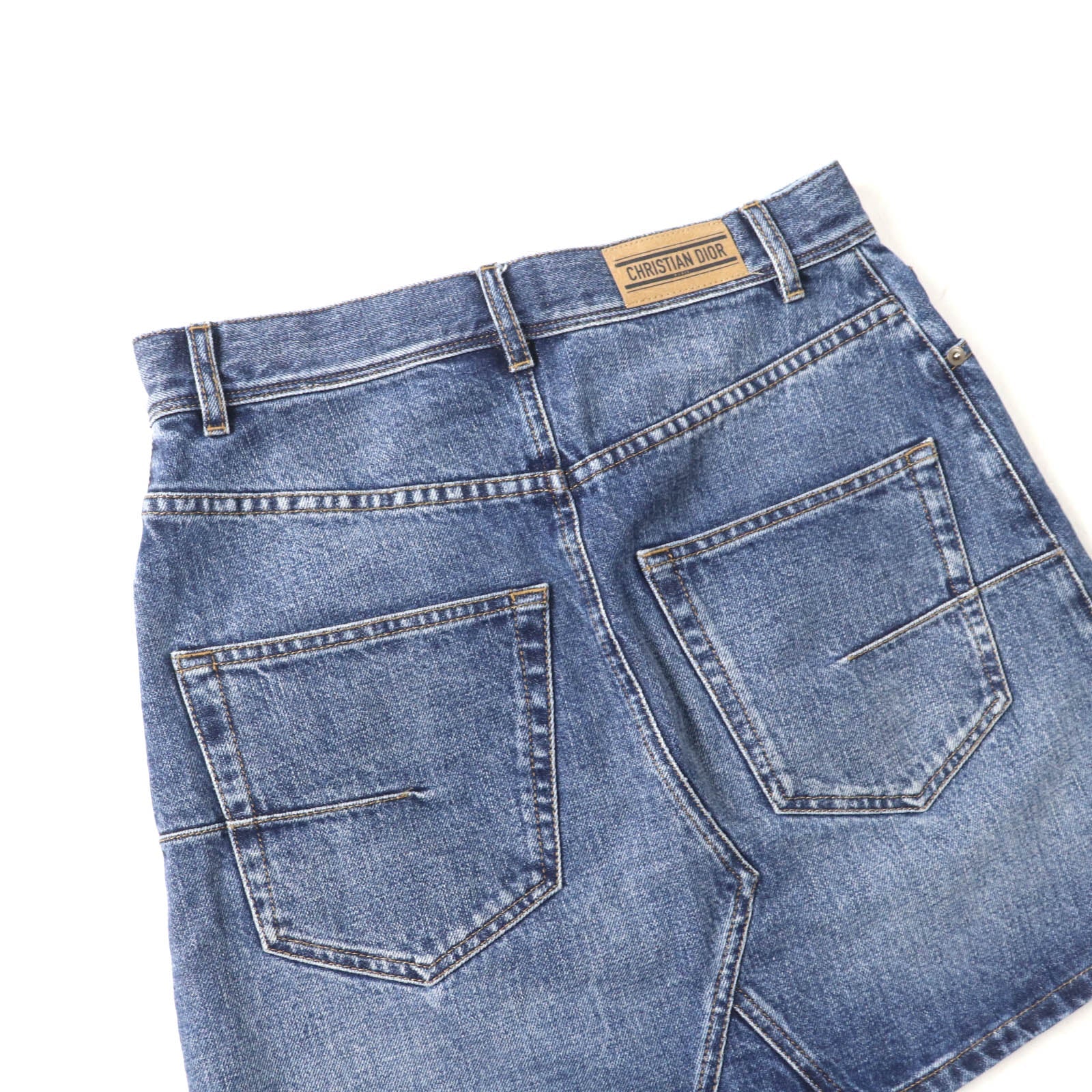 Great Christian Dior Mini skirt Denim with logo patch Indigo Women 40