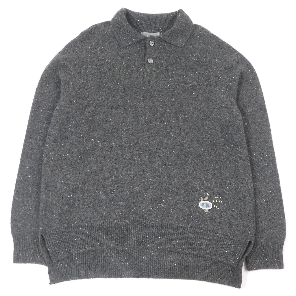 Excellent DIOR knit Lily of the valley logo patch gray cashmere mens M 243M830AT449