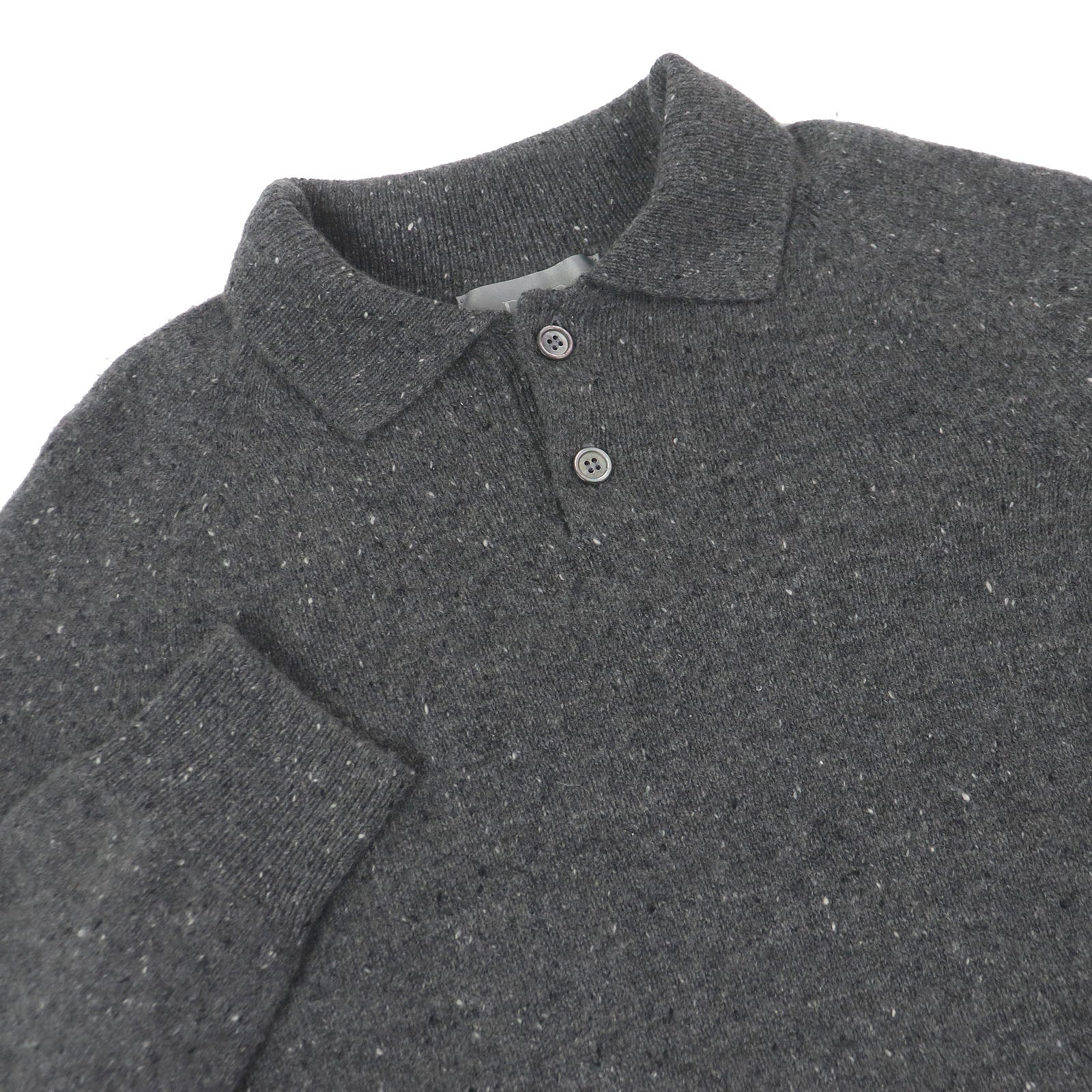 Excellent DIOR knit Lily of the valley logo patch gray cashmere mens M 243M830AT449
