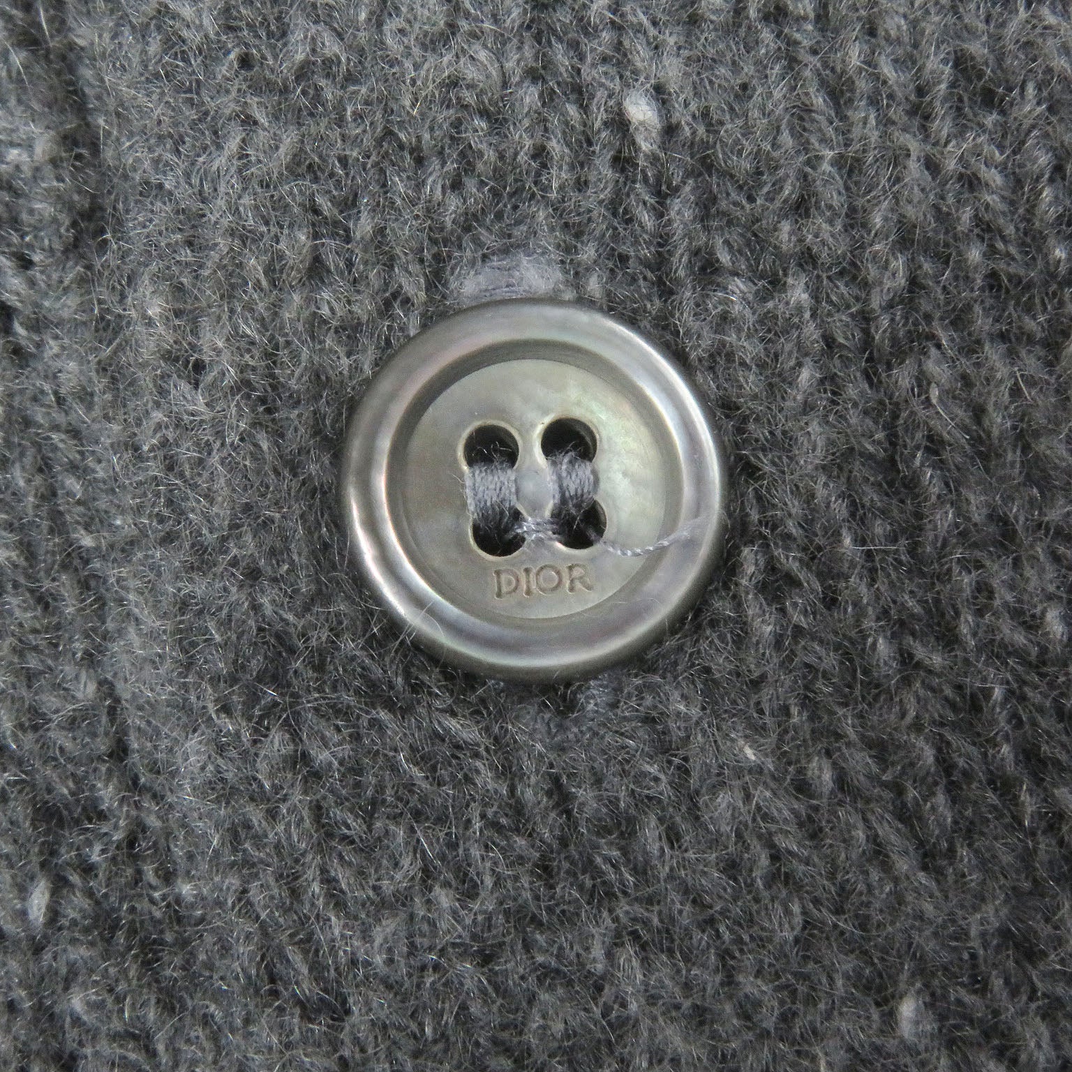 Excellent DIOR knit Lily of the valley logo patch gray cashmere mens M 243M830AT449