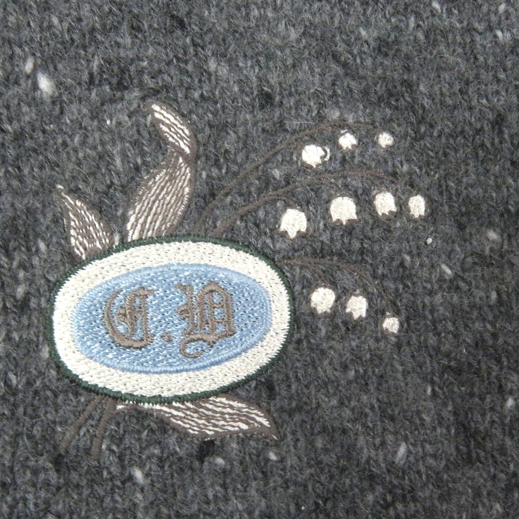 Excellent DIOR knit Lily of the valley logo patch gray cashmere mens M 243M830AT449