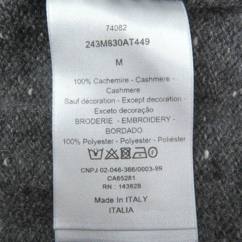 Excellent DIOR knit Lily of the valley logo patch gray cashmere mens M 243M830AT449