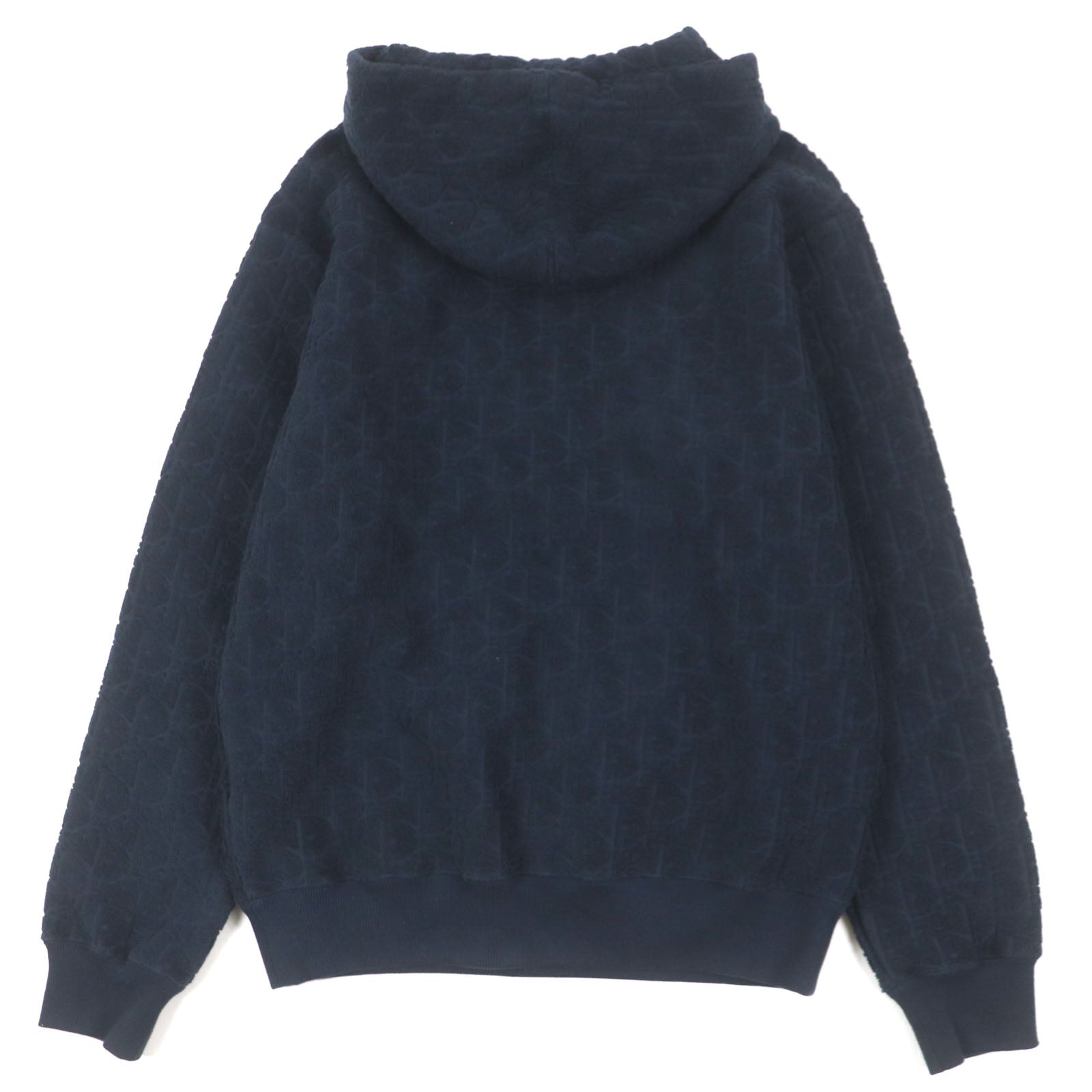 Great DIOR hoodie Oblique pile fleece pullover Navy cotton mens XS 013J605C0607