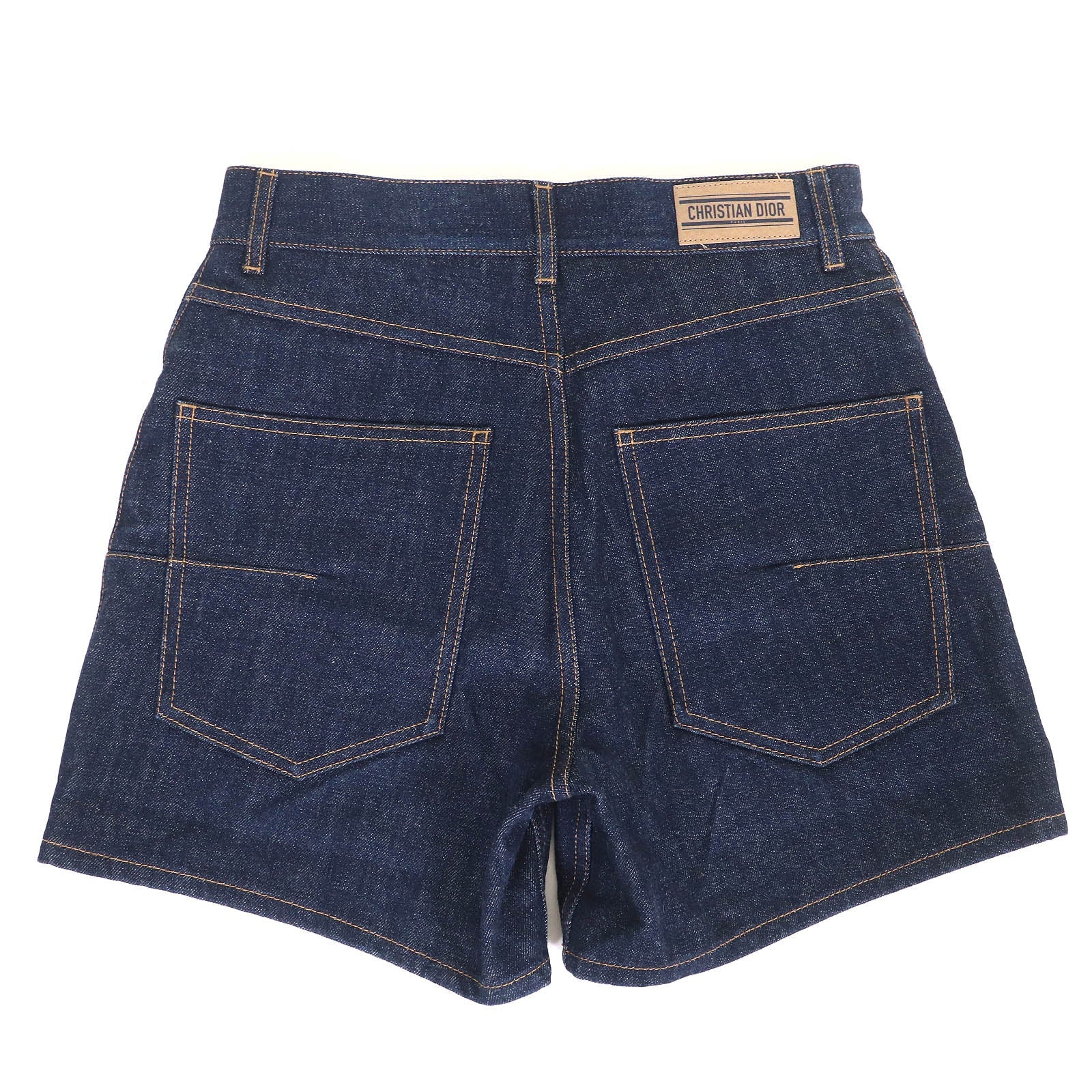 Excellent Christian Dior Shorts Oblique lining, logo patch, denim 36 512P44A3426