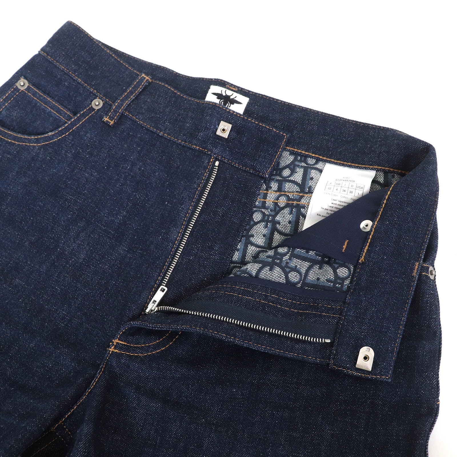 Excellent Christian Dior Shorts Oblique lining, logo patch, denim 36 512P44A3426