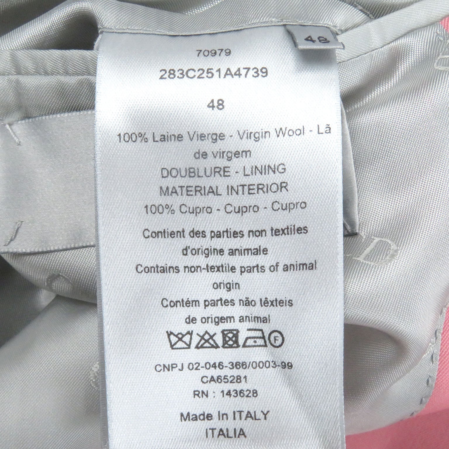Excellent DIOR×Cactus Jack Jacket Officer collar jacket pink wool mens 48 283C251A4739
