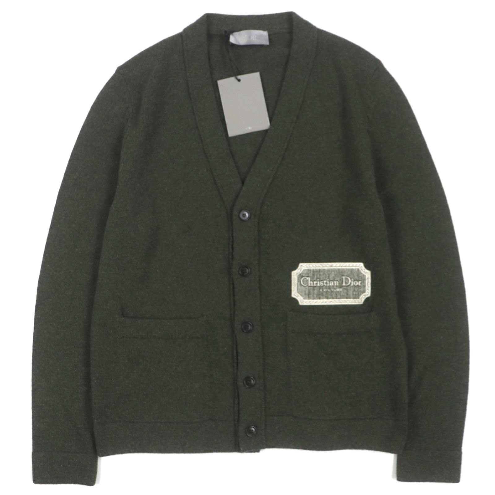 Pristine DIOR cardigan khaki cashmere mens M 243M230AT474