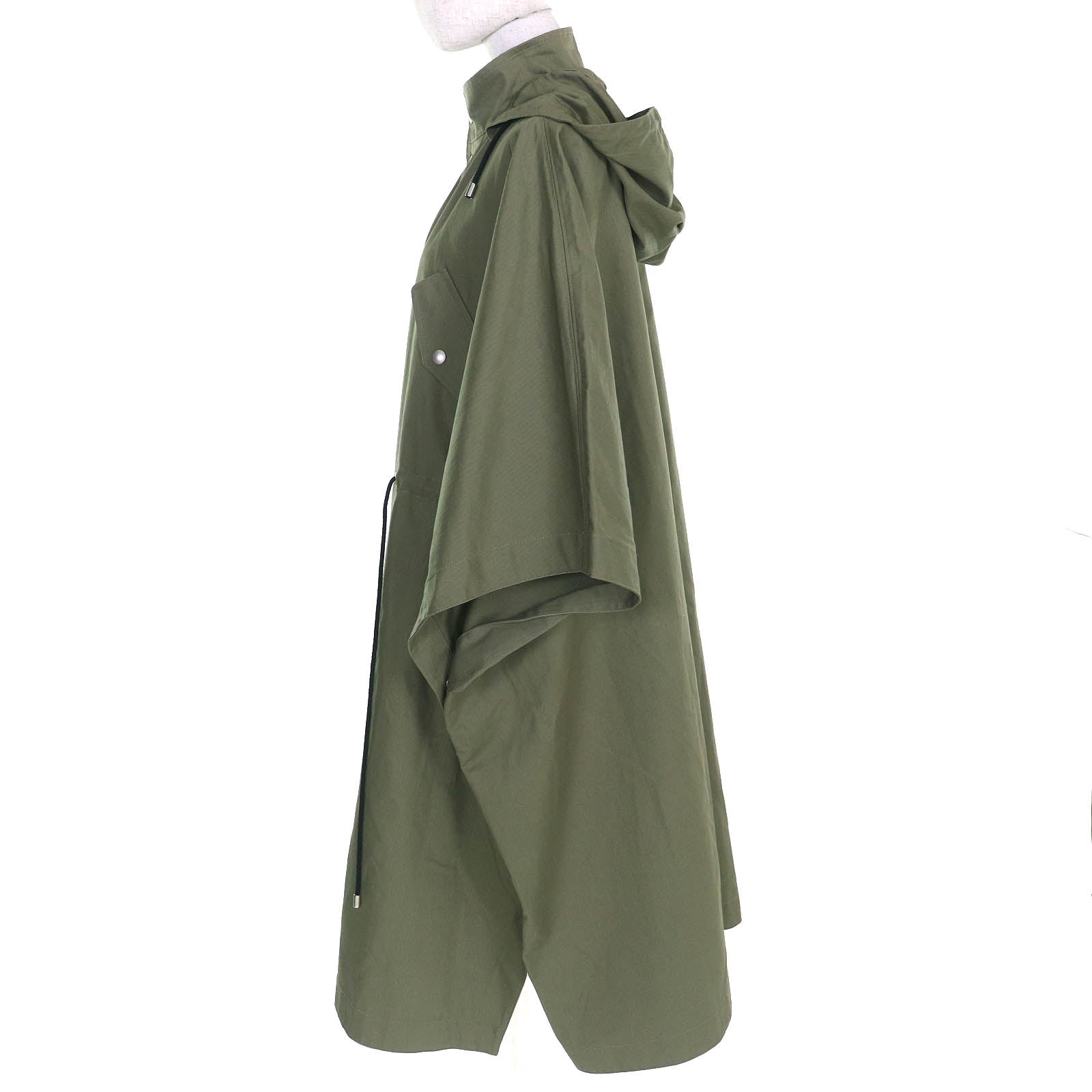 Great Christian Dior Bee Embroidered Hooded Military Cape Coat khaki XS