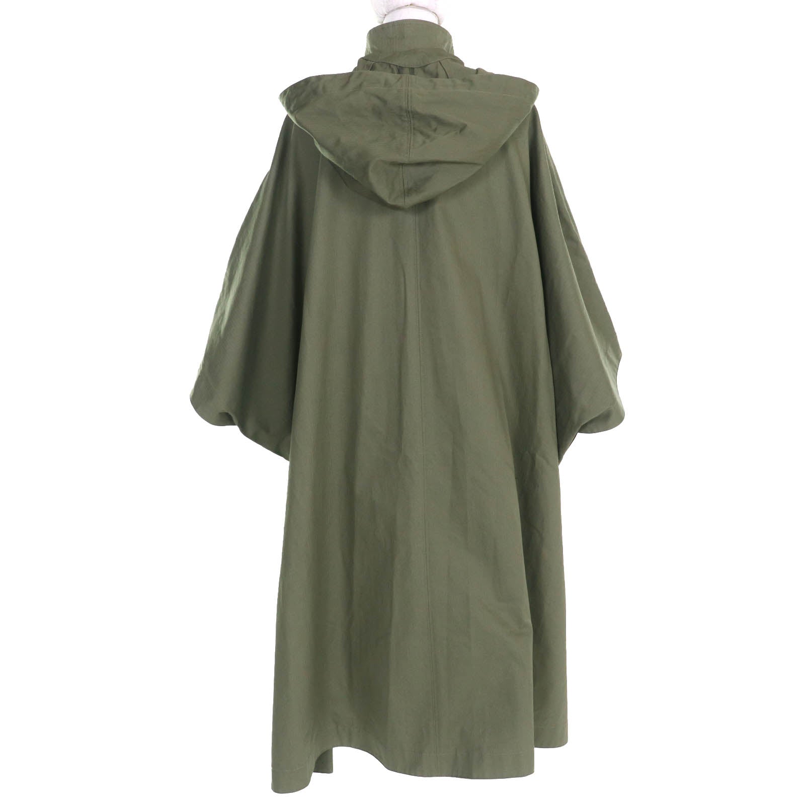 Great Christian Dior Bee Embroidered Hooded Military Cape Coat khaki XS