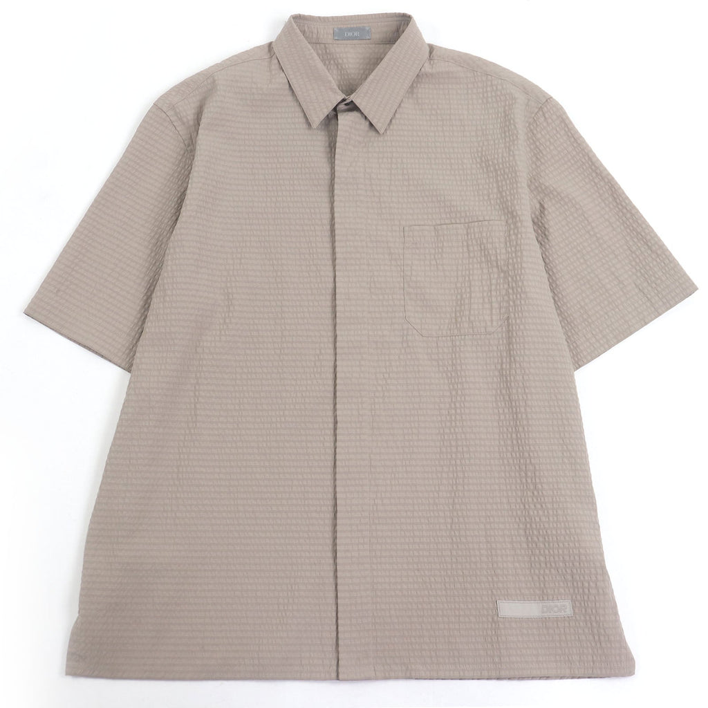 Excellent DIOR Short sleeve shirt Check Pattern Logo Patch Soccer Fabric