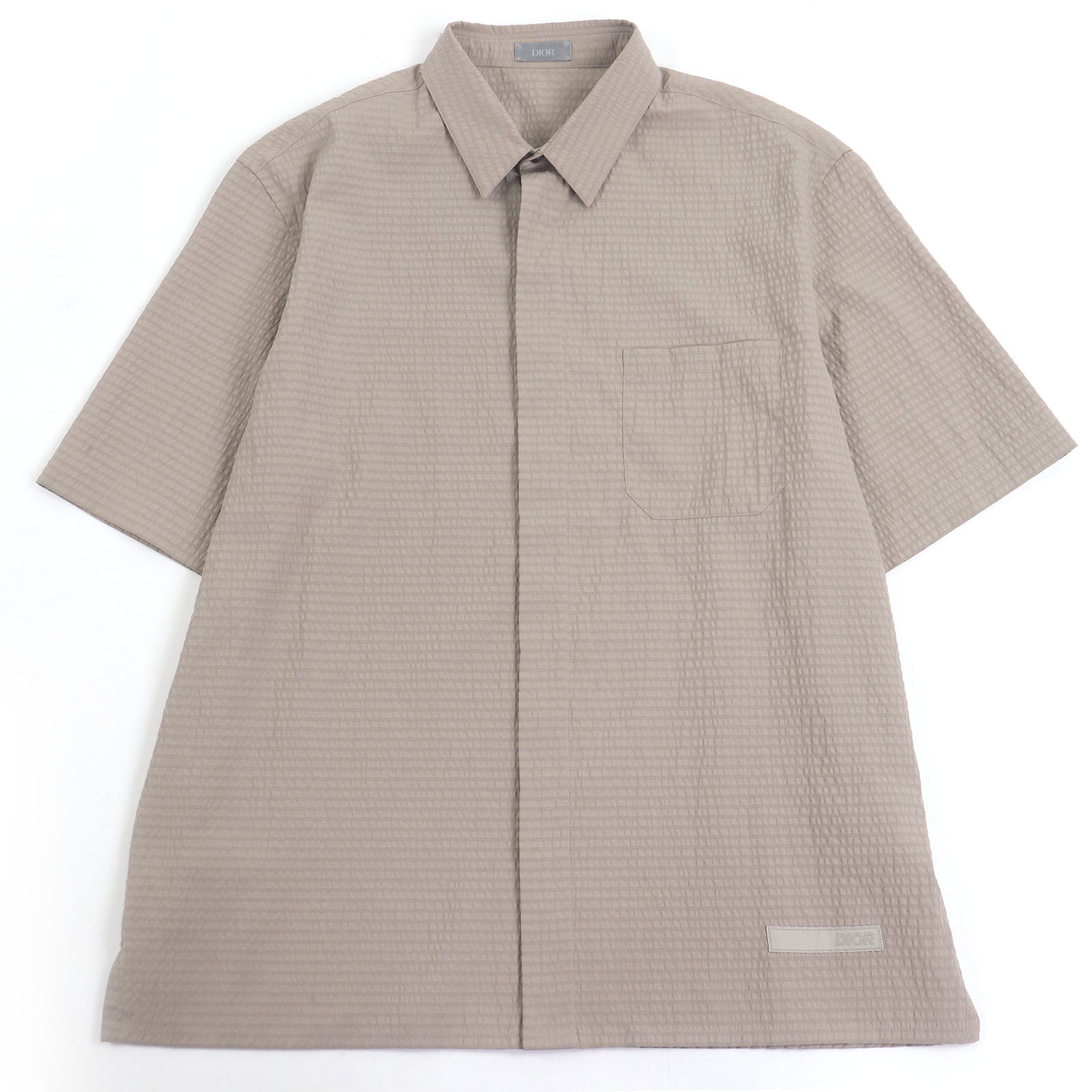 Excellent DIOR Short sleeve shirt Check Pattern Logo Patch Soccer Fabric
