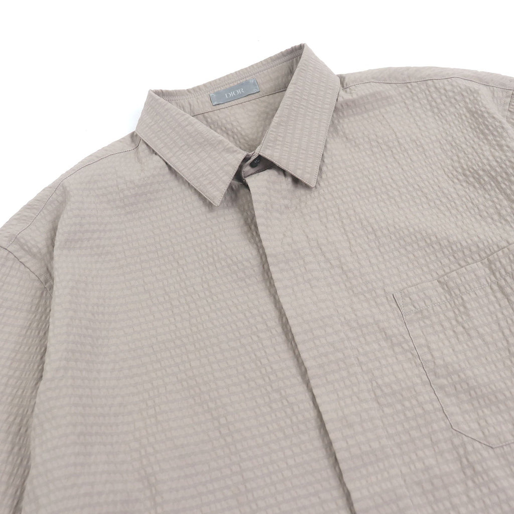 Excellent DIOR Short sleeve shirt Check Pattern Logo Patch Soccer Fabric
