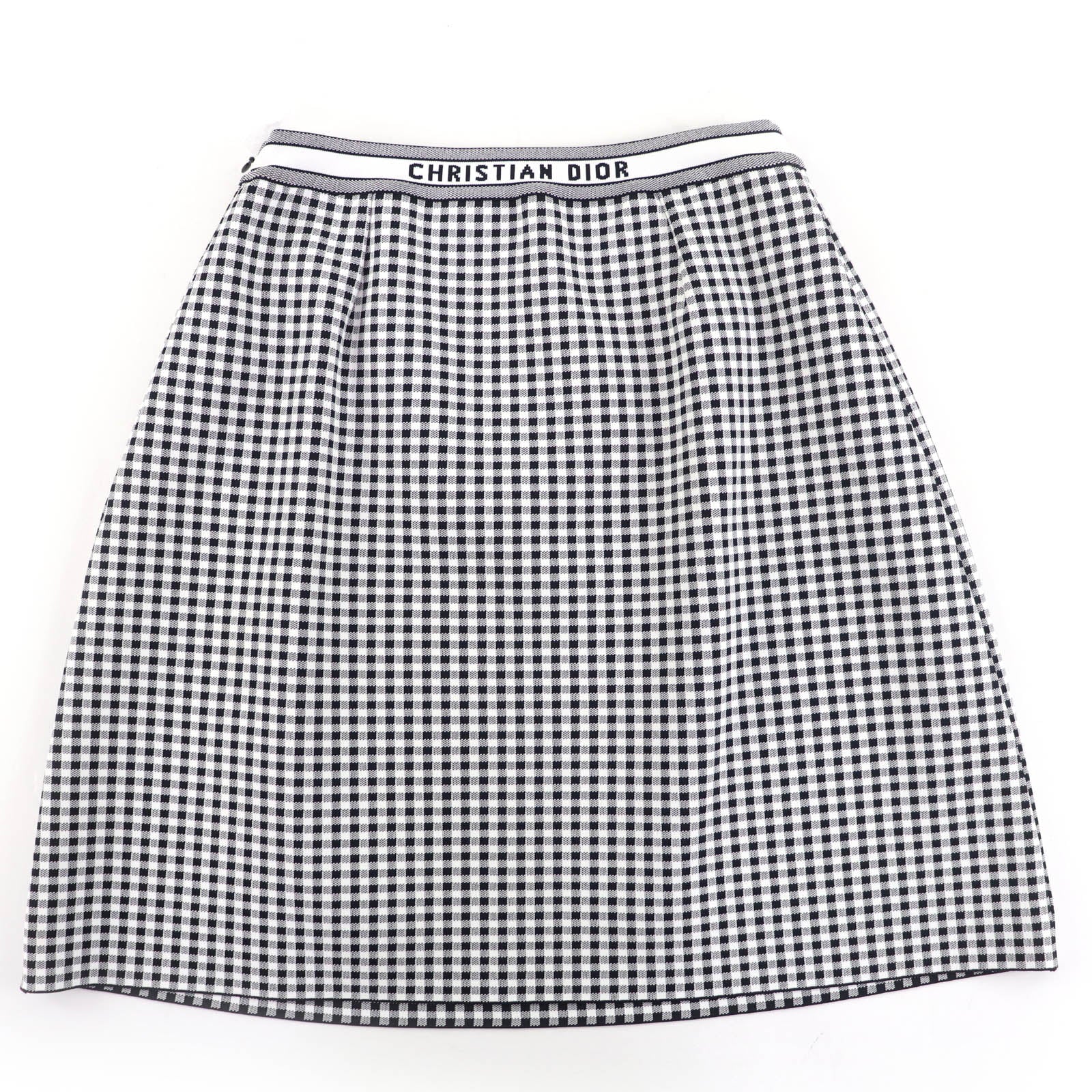 Excellent Christian Dior Checkn Dior Gingham Check A-line Skirt 42 344J10AM532