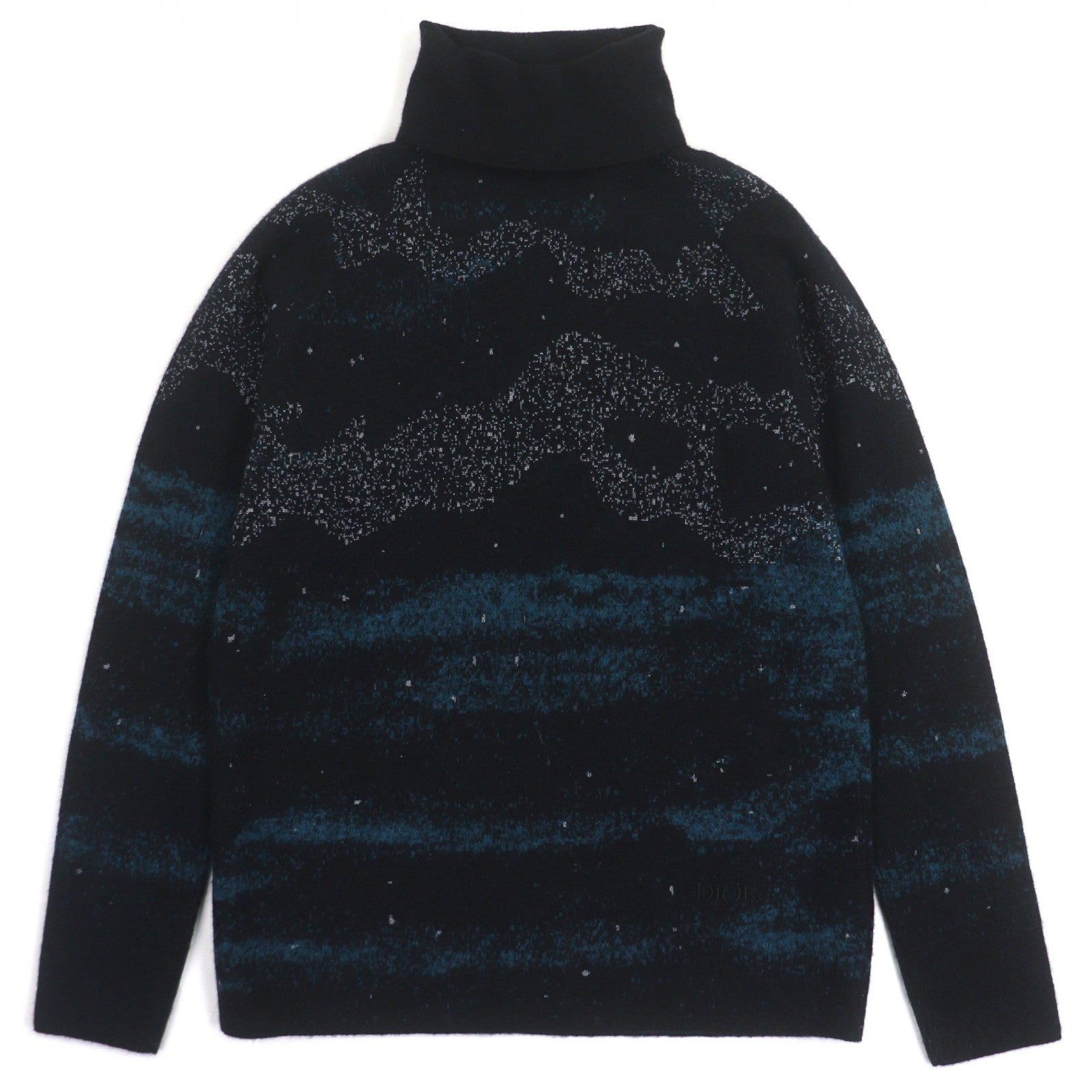 Great DIOR Peter Doig sweater Black blue mohair mens L 143M649AT276