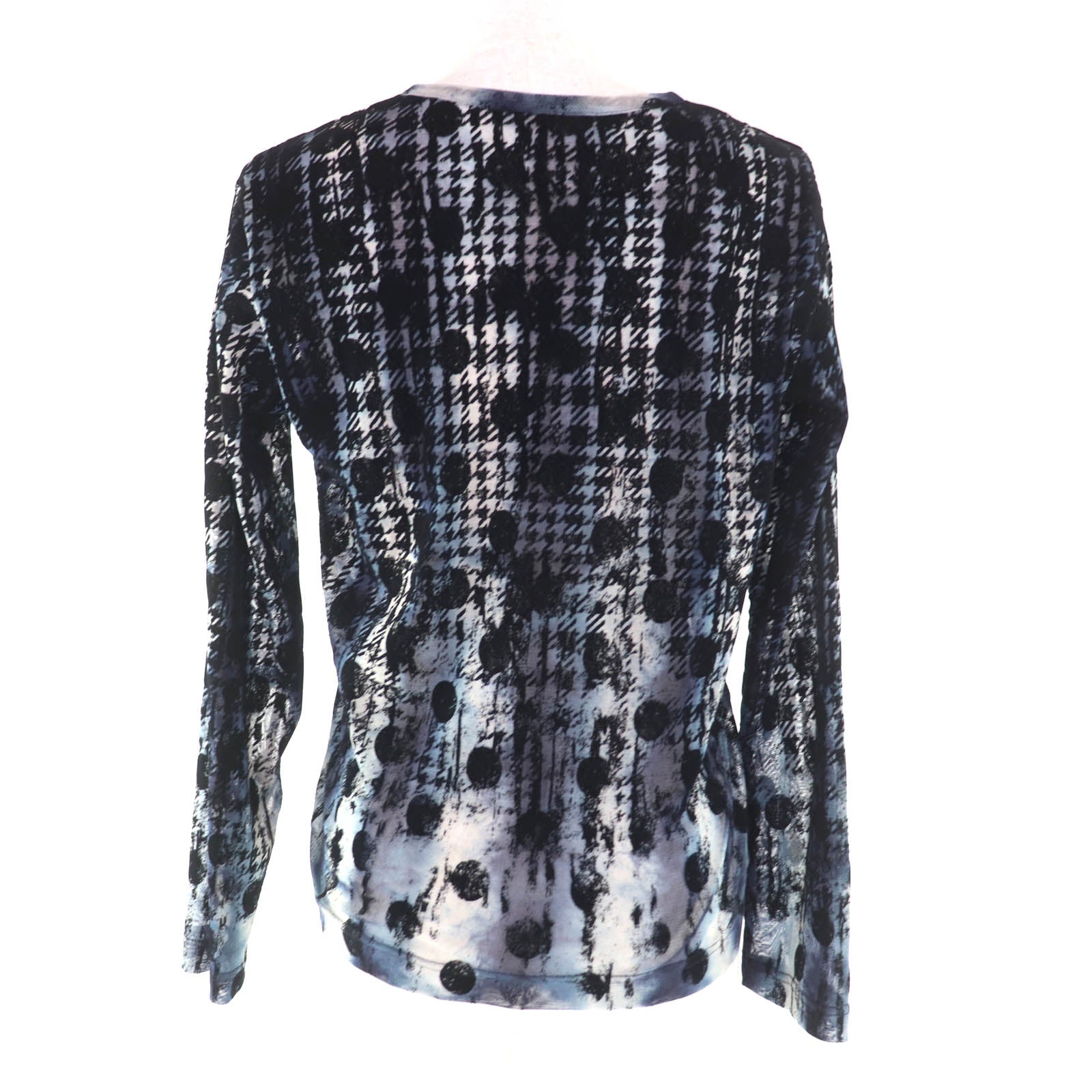 Excellent Y's blouse Houndstooth Dot Tulle Navy polyester Women 2 YM-T21-676