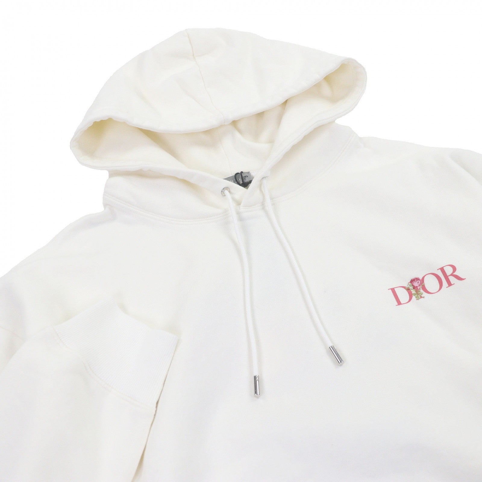 Pristine DIOR hoodie JARDIN Rose Embroidery Back Embroidery Ivory cotton mens