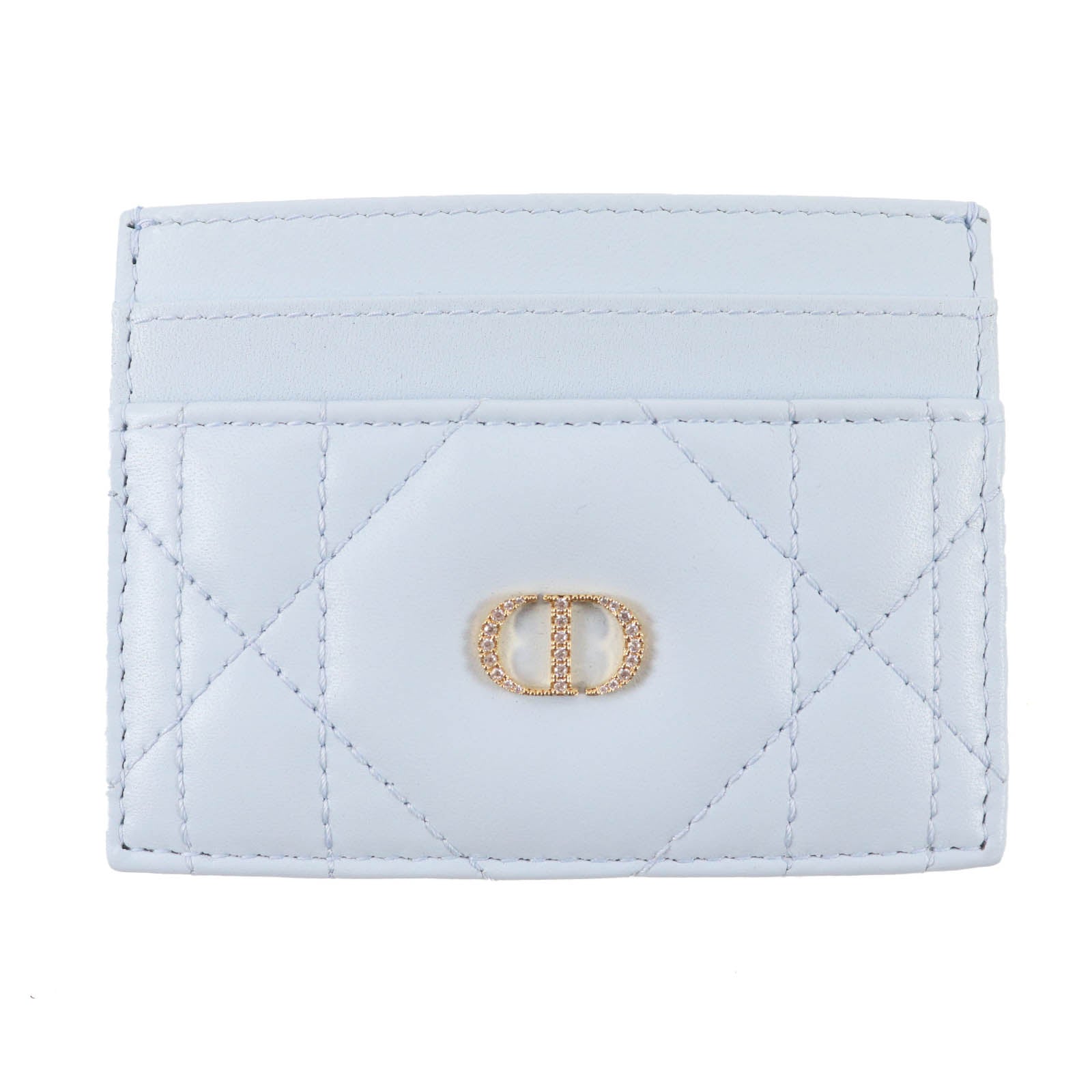 Excellent Christian Dior Dior Caro Freesia crystal card holder Light blue