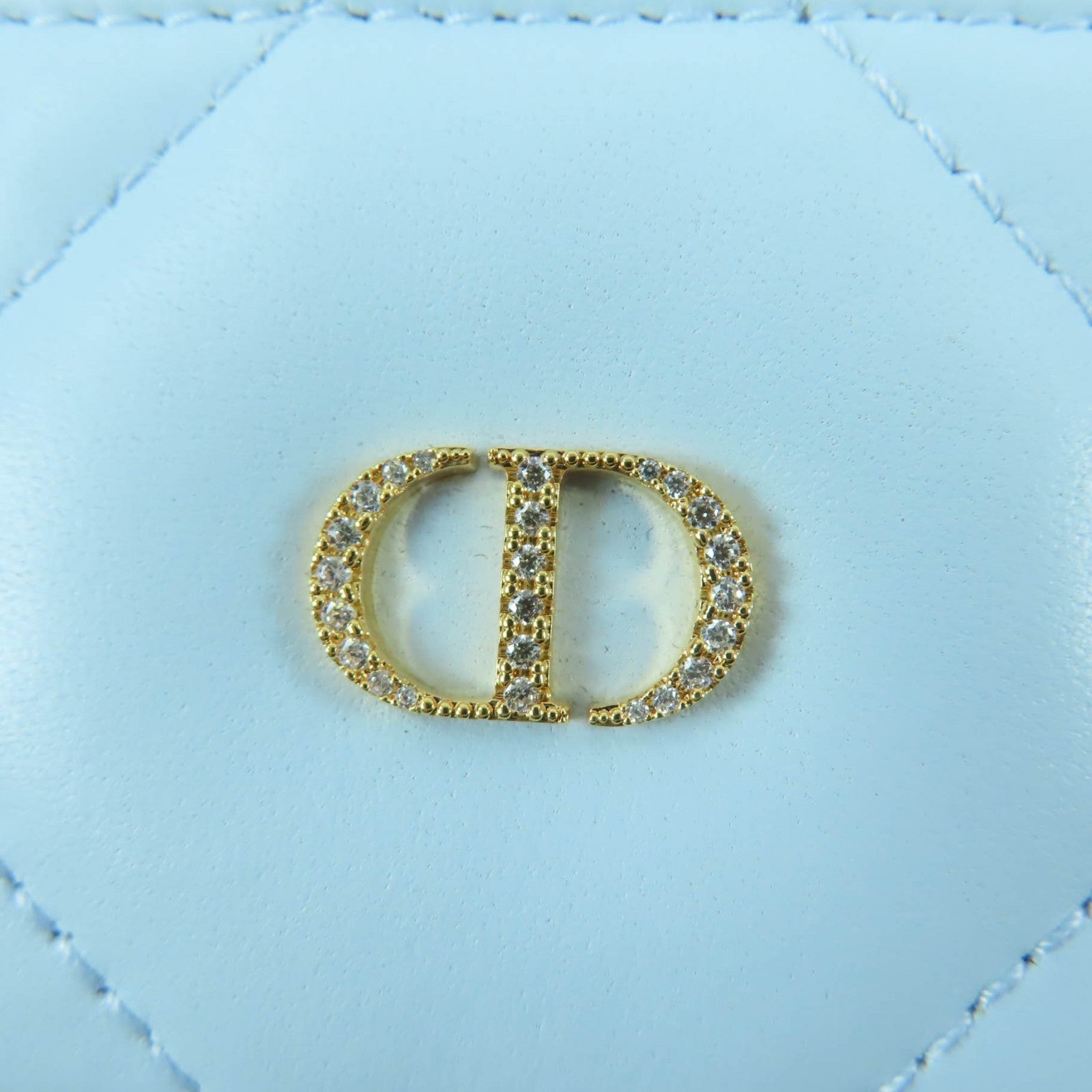 Excellent Christian Dior Dior Caro Freesia crystal card holder Light blue