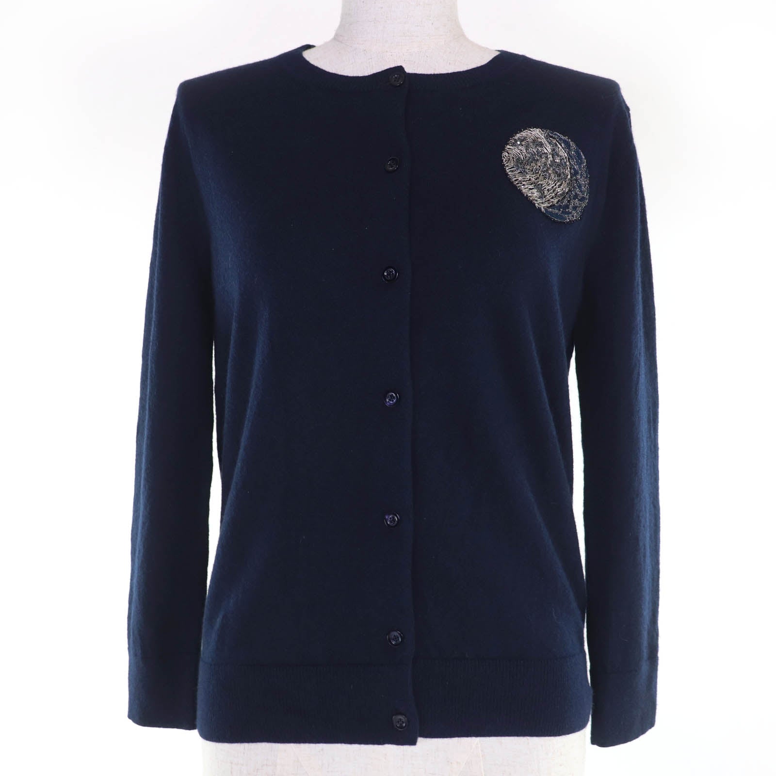 Great Christian Dior cardigan Beaded long-sleeved knit Navy cashmere 40