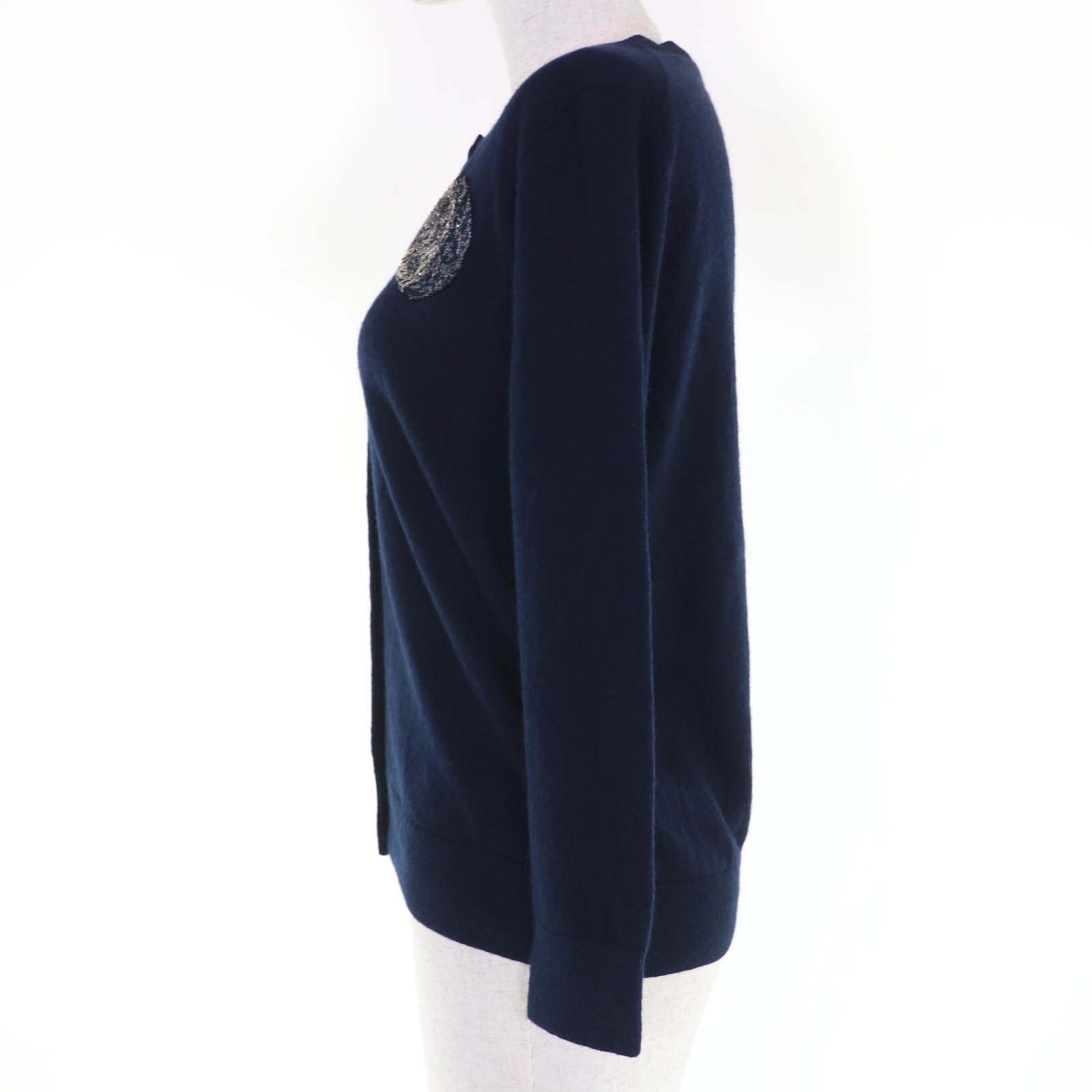 Great Christian Dior cardigan Beaded long-sleeved knit Navy cashmere 40