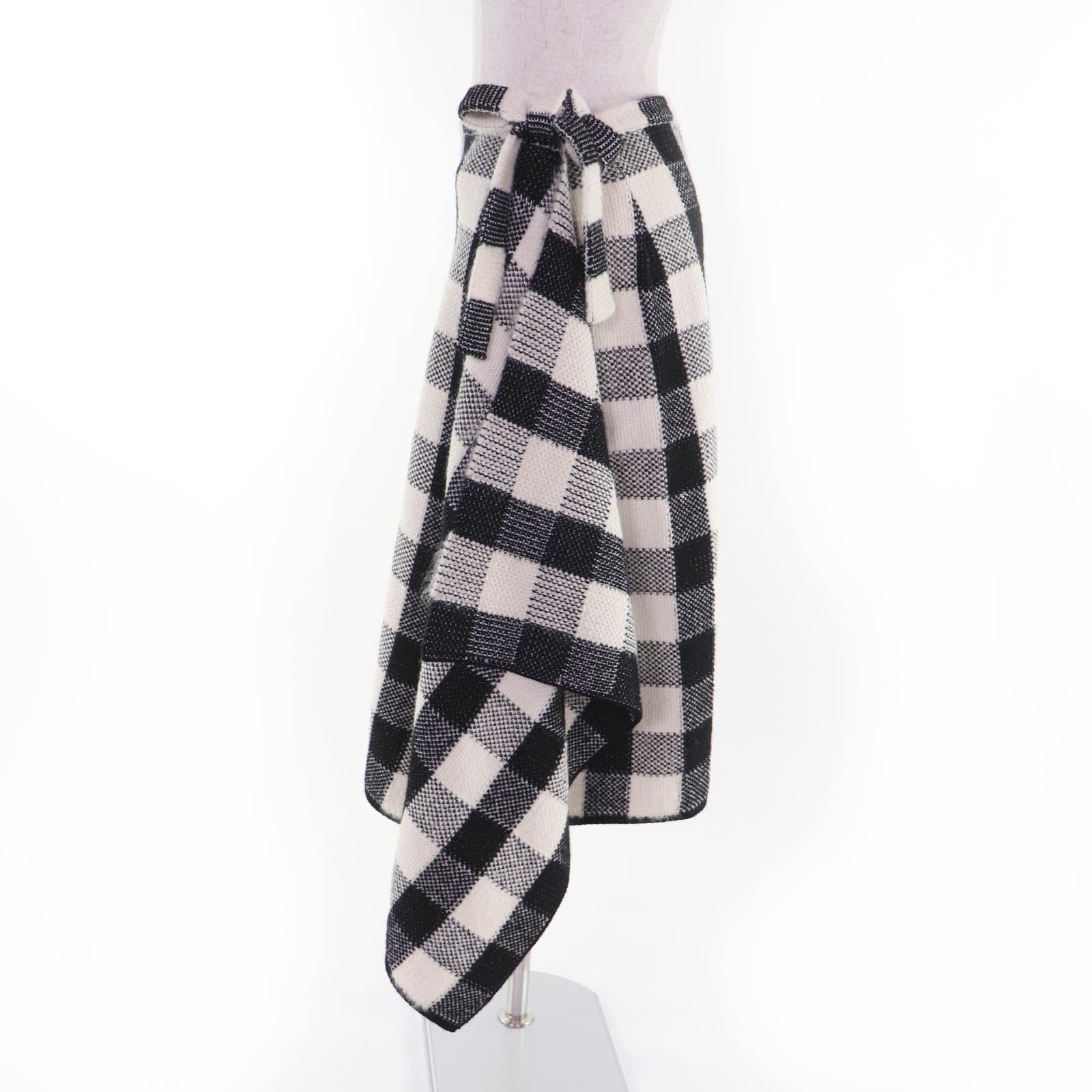 Excellent Christian Dior Long skirt Check Pattern Asymmetrical Design Wrap 40