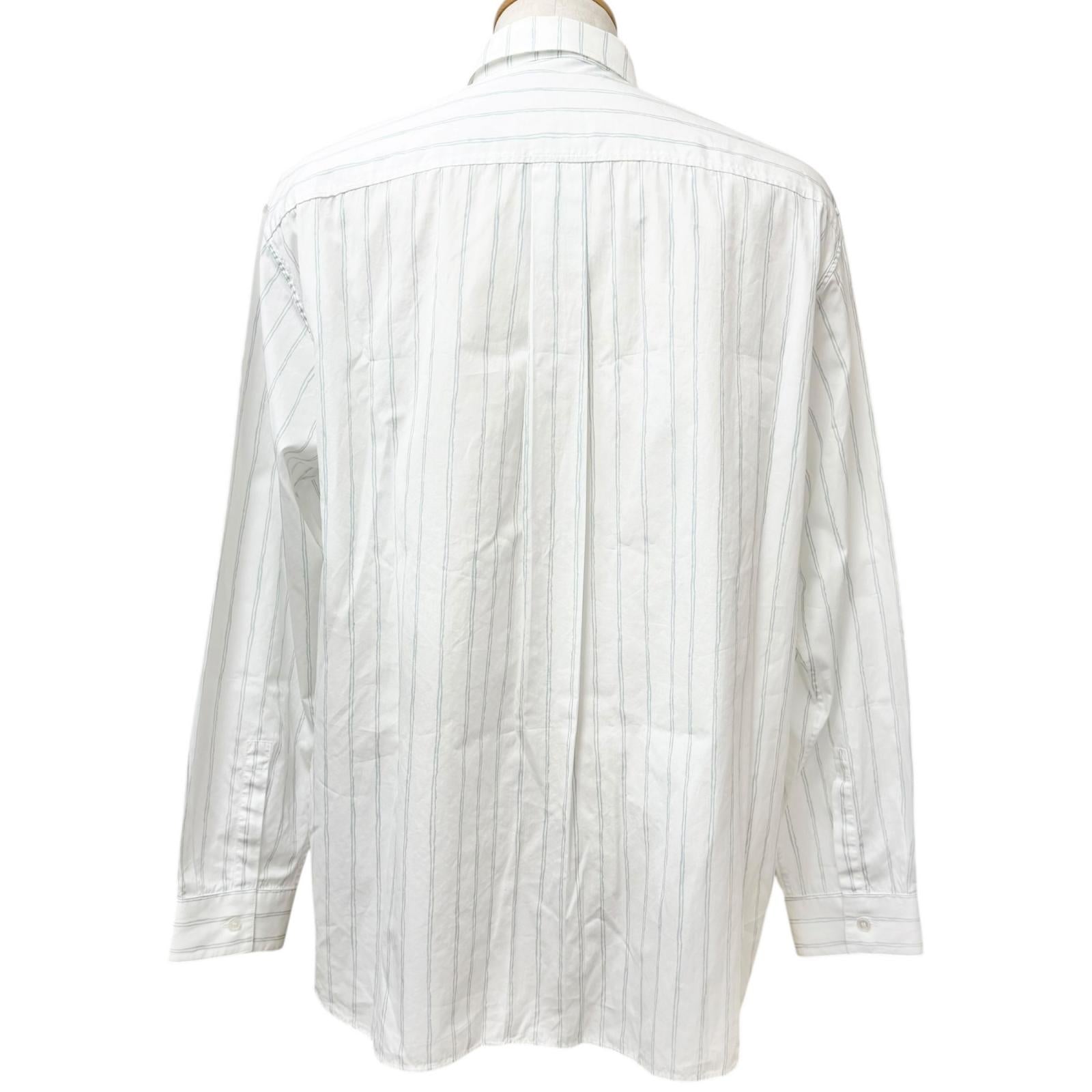 Excellent DIOR Long sleeve shirt Hilton Nell Stripe Pattern Logo Embroidery
