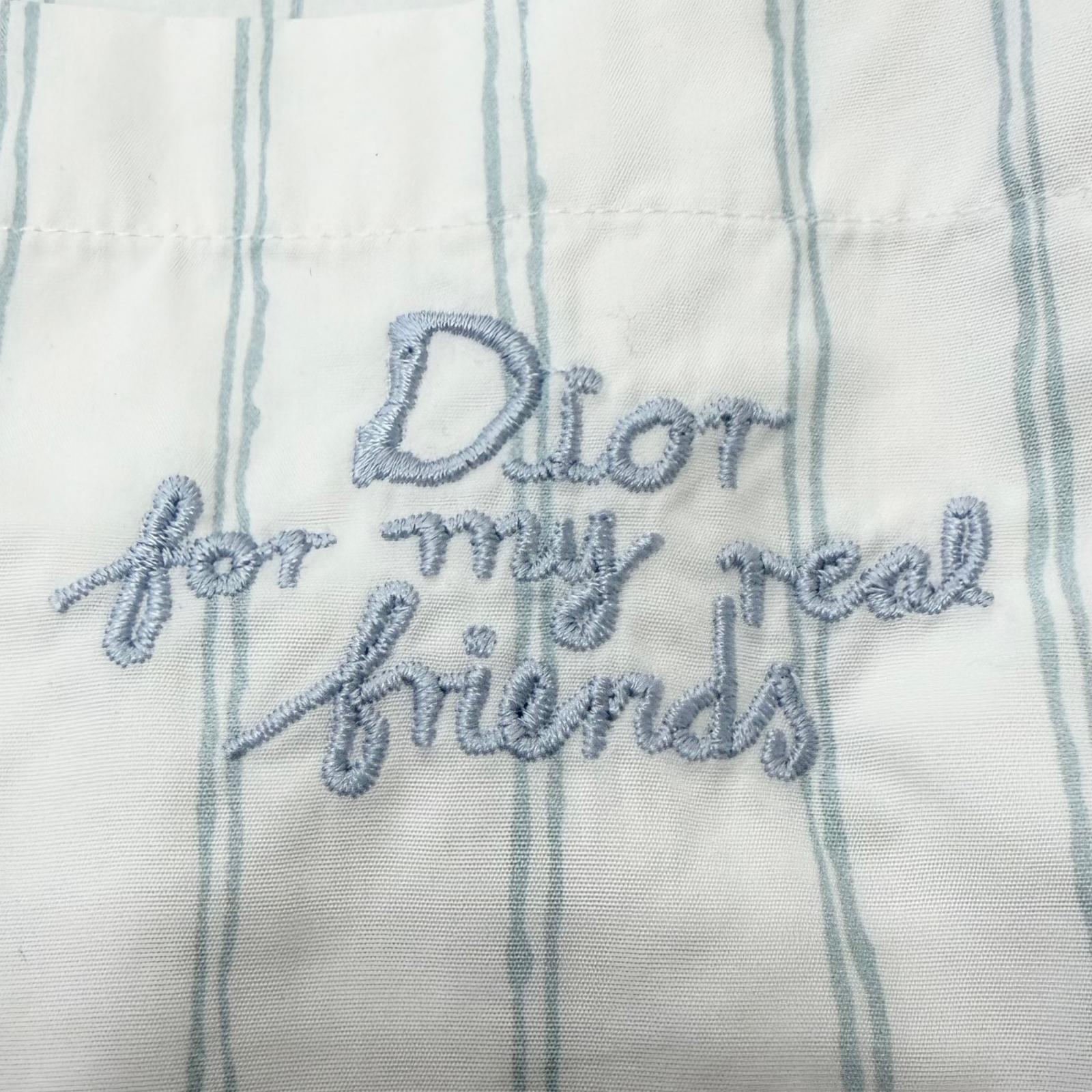 Excellent DIOR Long sleeve shirt Hilton Nell Stripe Pattern Logo Embroidery