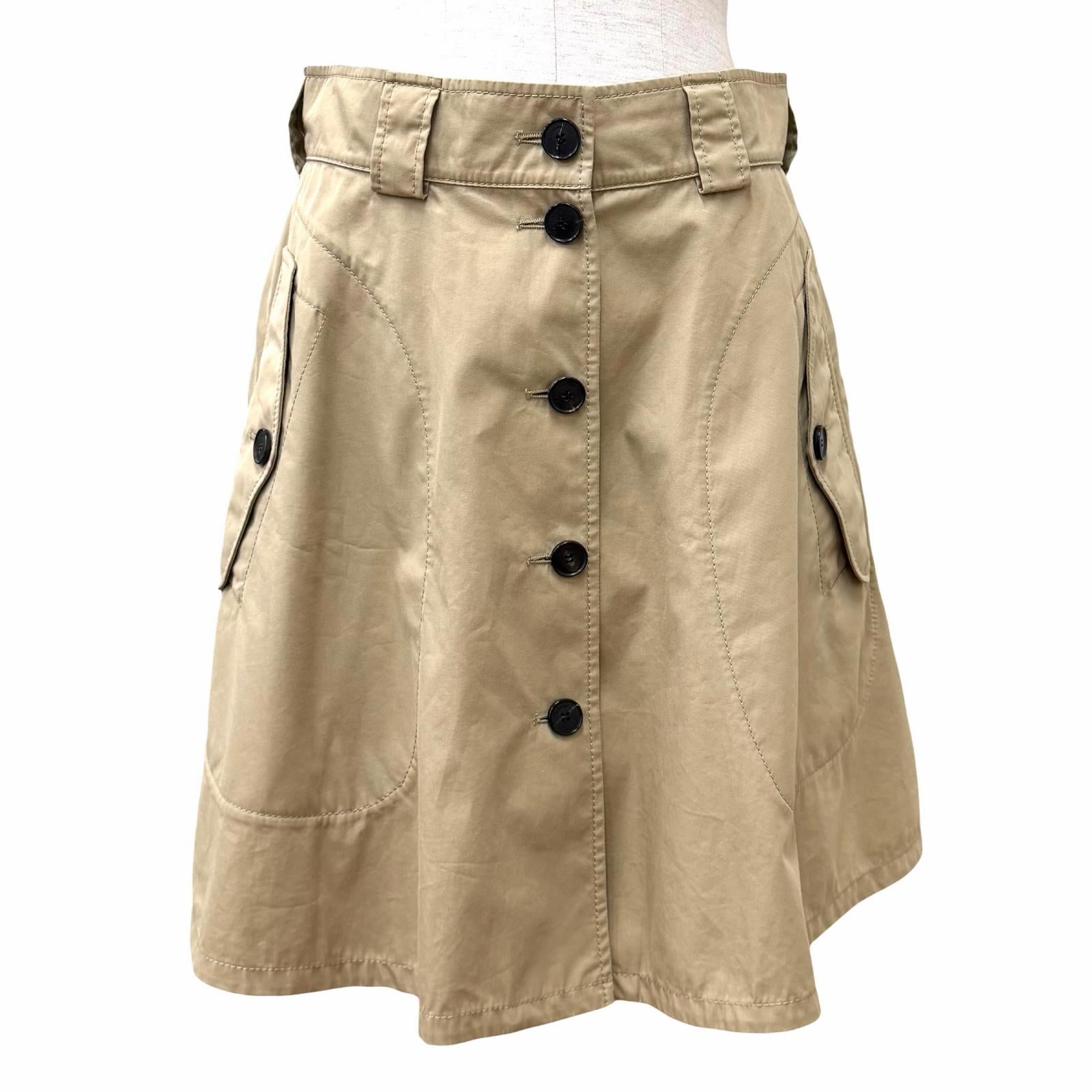 Excellent Christian Dior flare skirt beige cotton Women 42 247J07A3332
