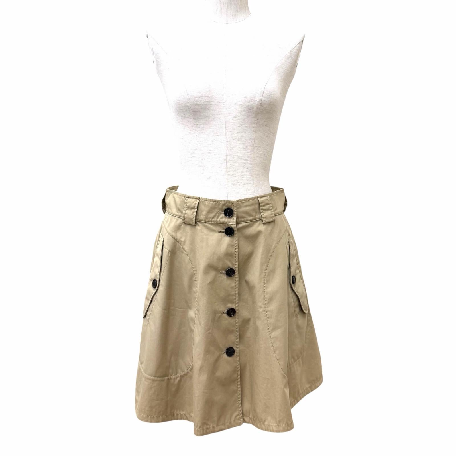 Excellent Christian Dior flare skirt beige cotton Women 42 247J07A3332