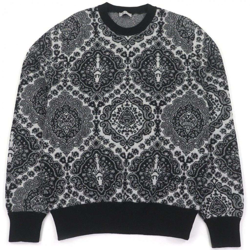 Excellent DIOR sweater Paisley Pattern Crew Neck Mohair Blend Jacquard Knit