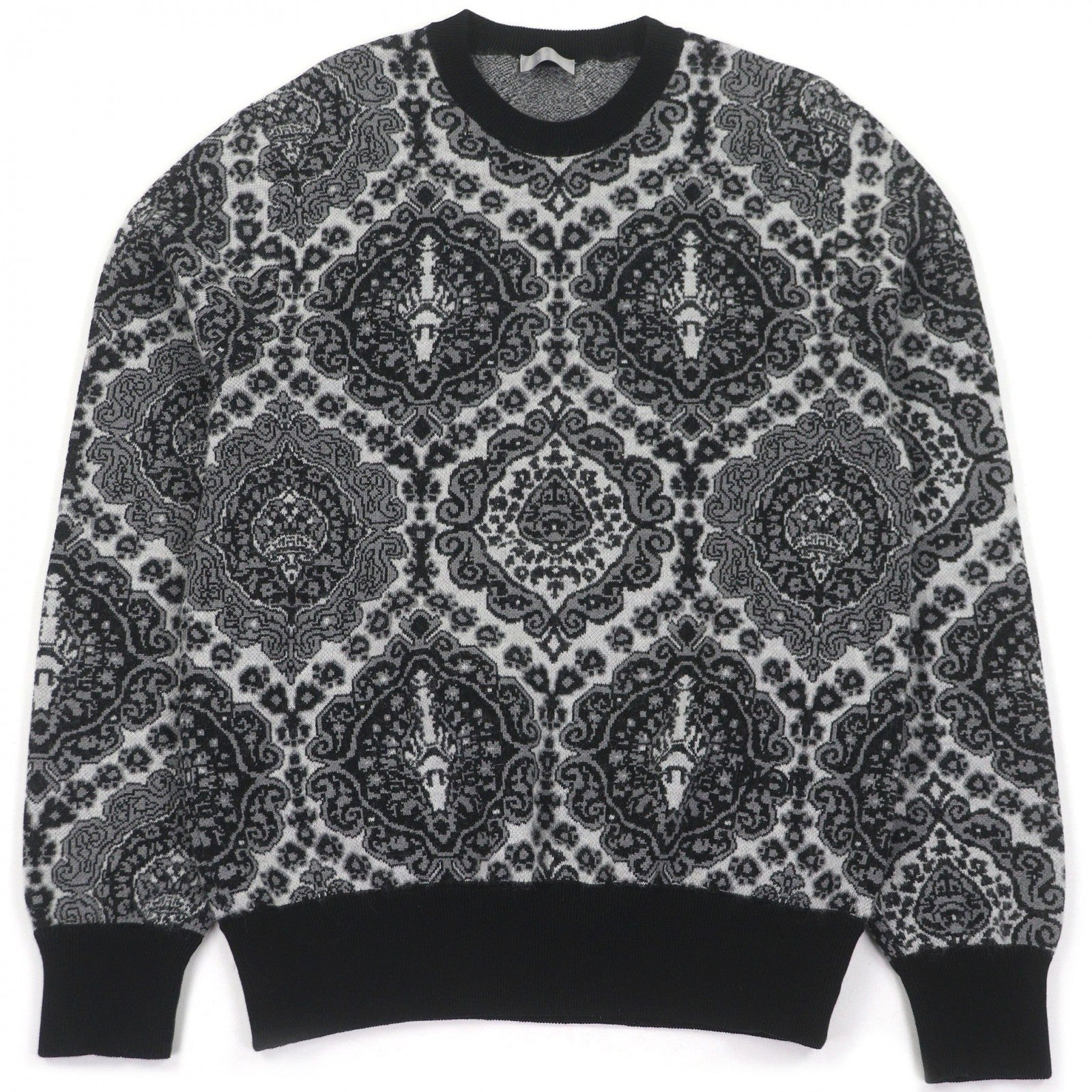 Excellent DIOR sweater Paisley Pattern Crew Neck Mohair Blend Jacquard Knit
