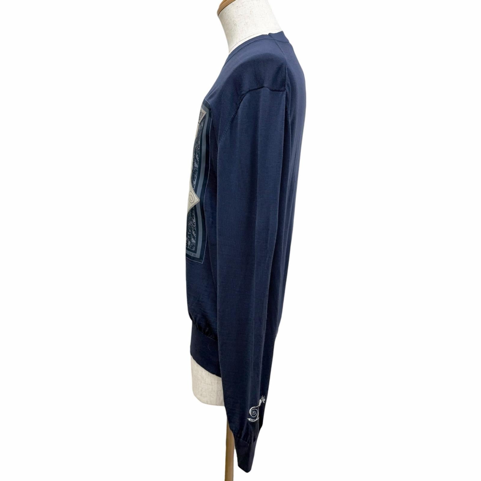 Great DIOR sweater Kenny Scharf playing card motif lightweight Navy