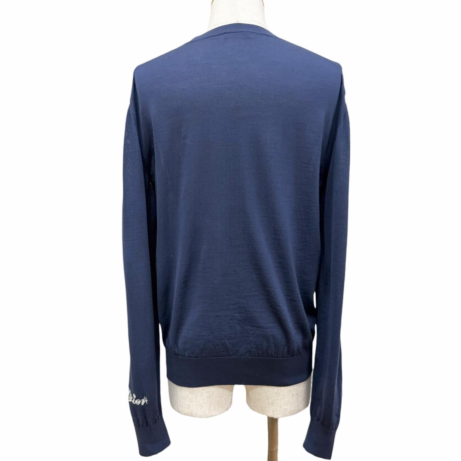 Great DIOR sweater Kenny Scharf playing card motif lightweight Navy